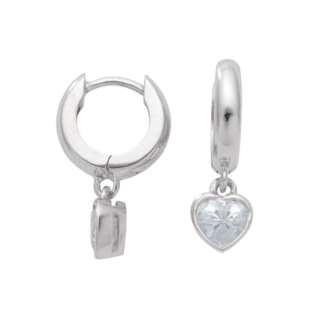Adelia´s Paar Ohrhänger »925 Silber Ohrringe Creolen Herz Ø 11 8 mm« mit Zirkonia Silberschmuck für Damen Adelia´s Paar Ohrhänger »925 Silber Ohrringe Creolen Herz Ø 11 8 mm« mit Zirkonia Silberschmuck für Damen