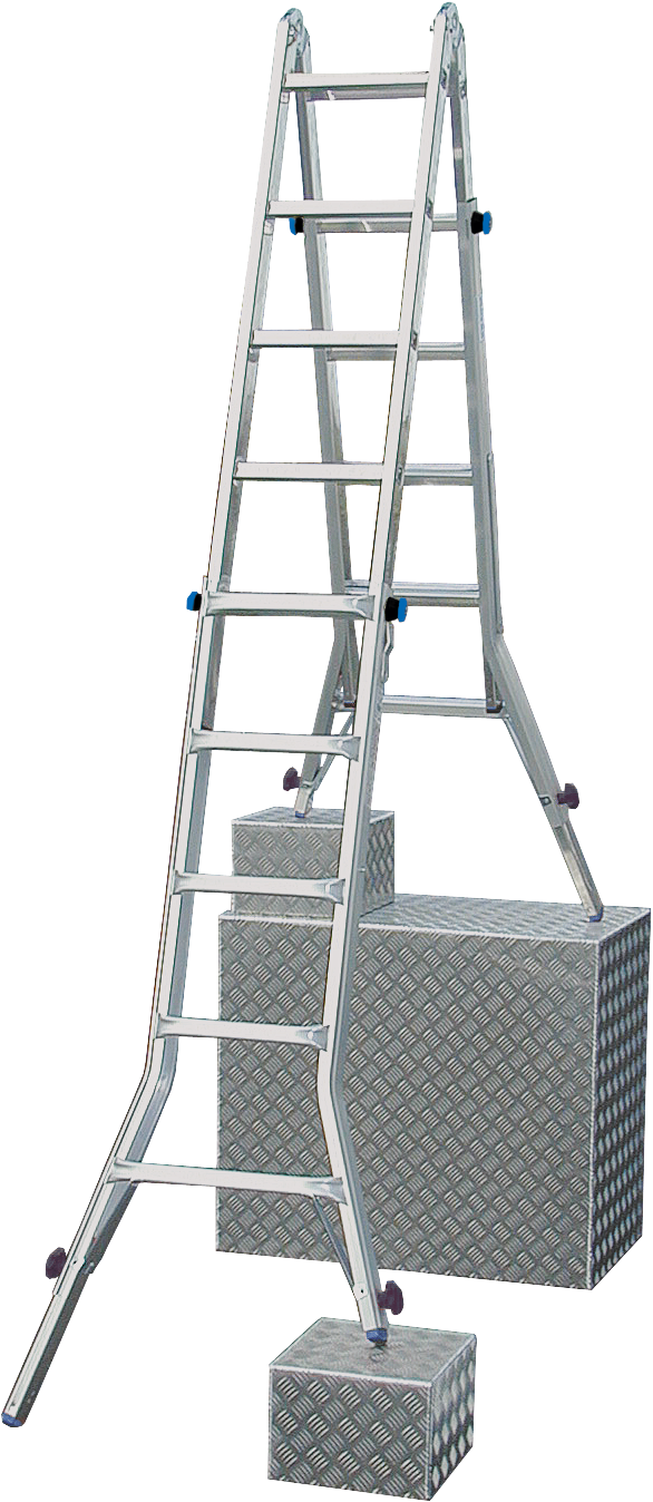 KRAUSE Teleskopleiter "STABILO", 4x5 Sprossen, silber, Leitern