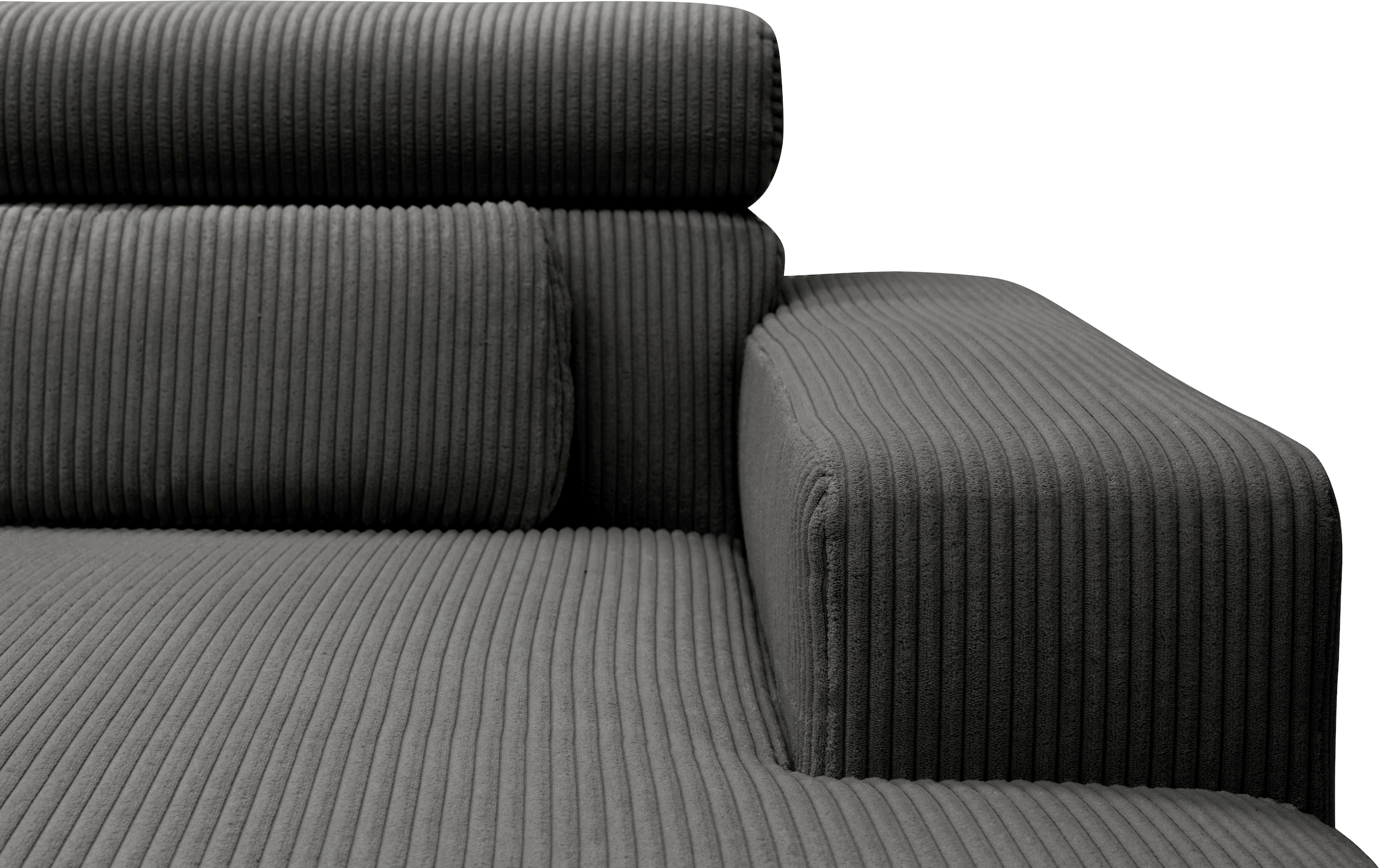 DOMO collection Wohnlandschaft »Brandon viele Bezugsarten, auch in Cord und Leder, incl. Nierenkissen«, mit Kopfteilverstellung, wahlweise Sitztiefenverstellung, U-Form