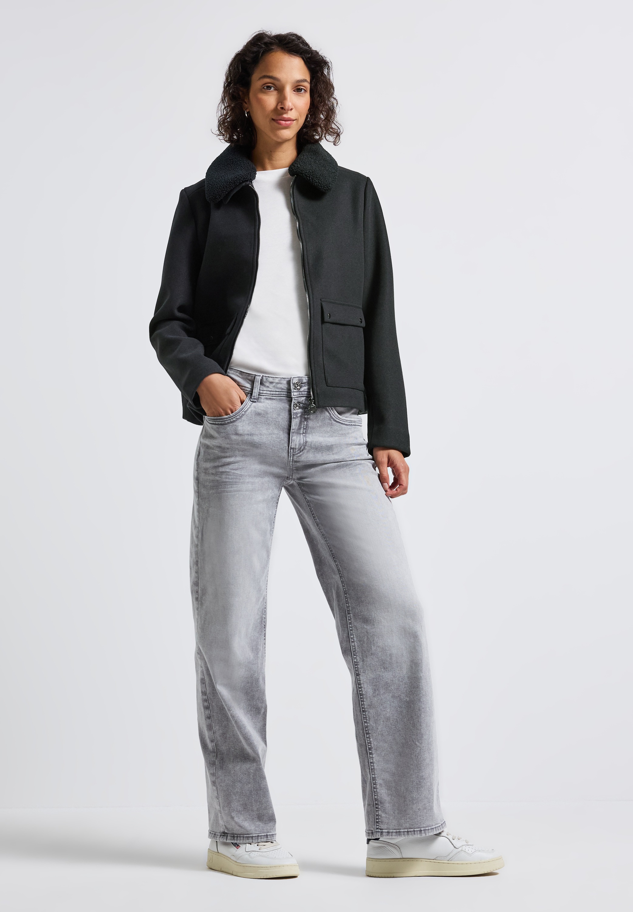 Thumbnail - STREET ONE Outdoorjacke ohne Kapuze in Woll-Optik