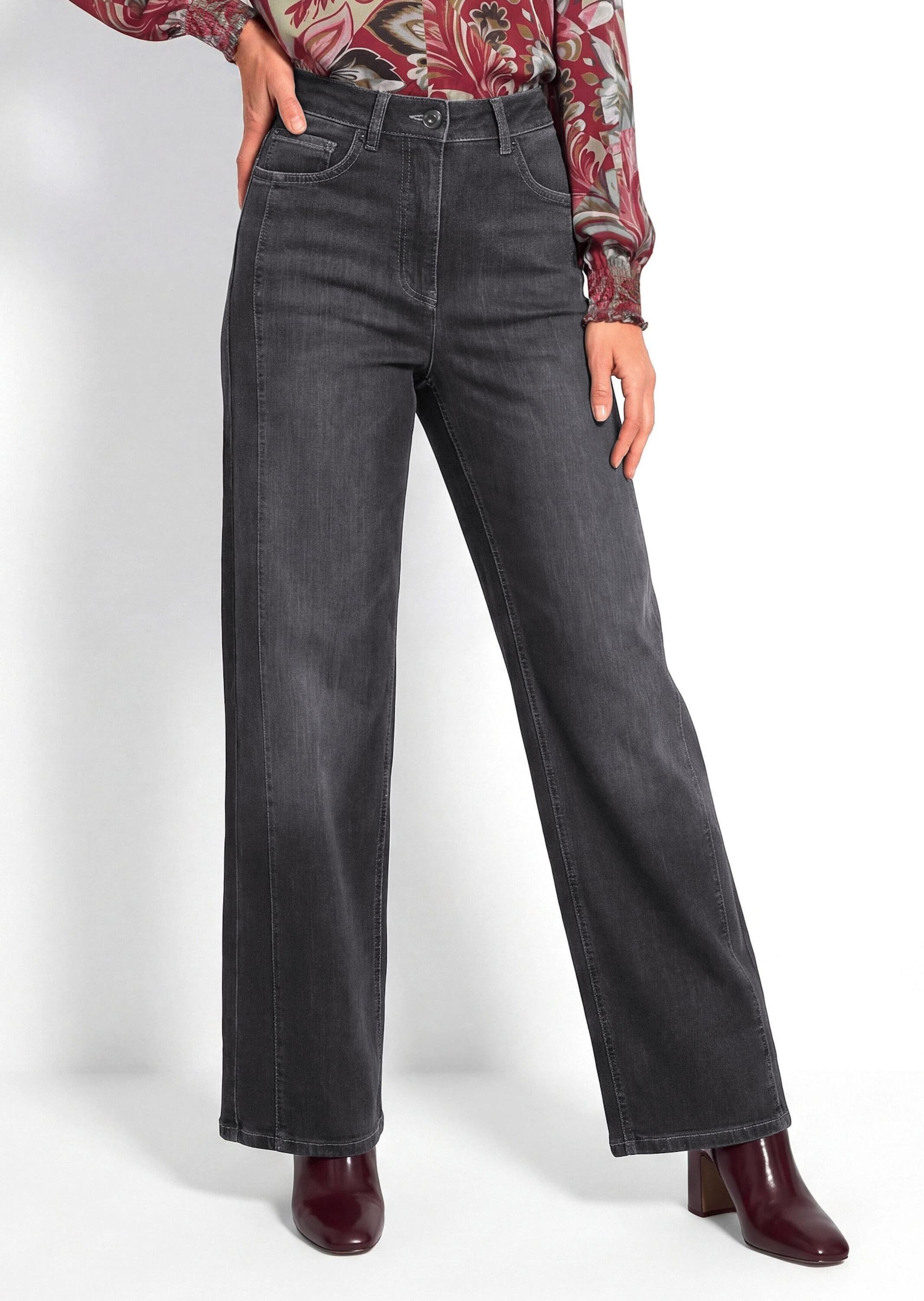 GOLDNER Regular-fit-Jeans »Denimhose VERA mit weitem Beinverlauf« schlankmachende Seitenteile