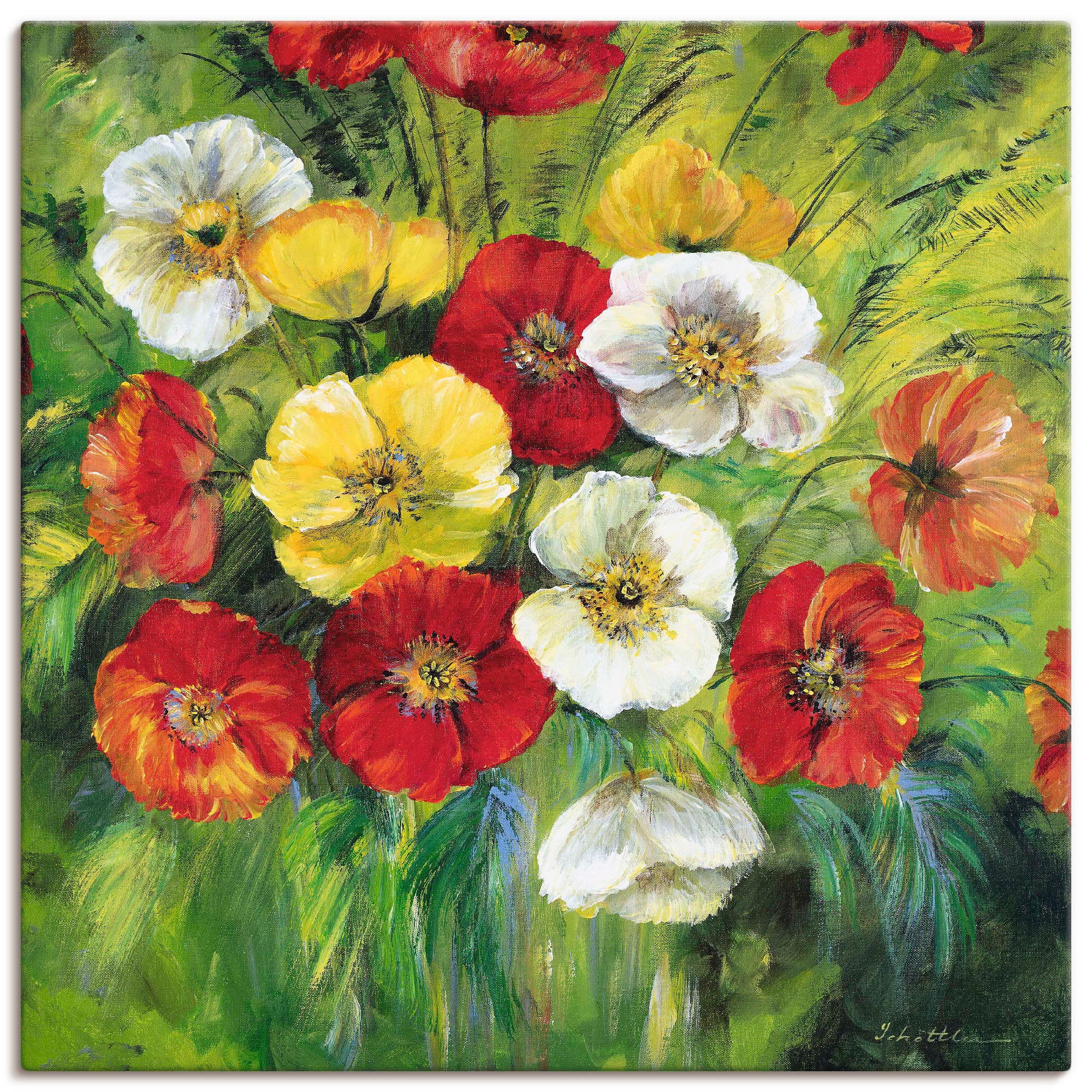Artland Leinwandbild "Bunter Blumenstrauß" Blumen 1 Stk. tlg. auf Holzrahmen gespannt