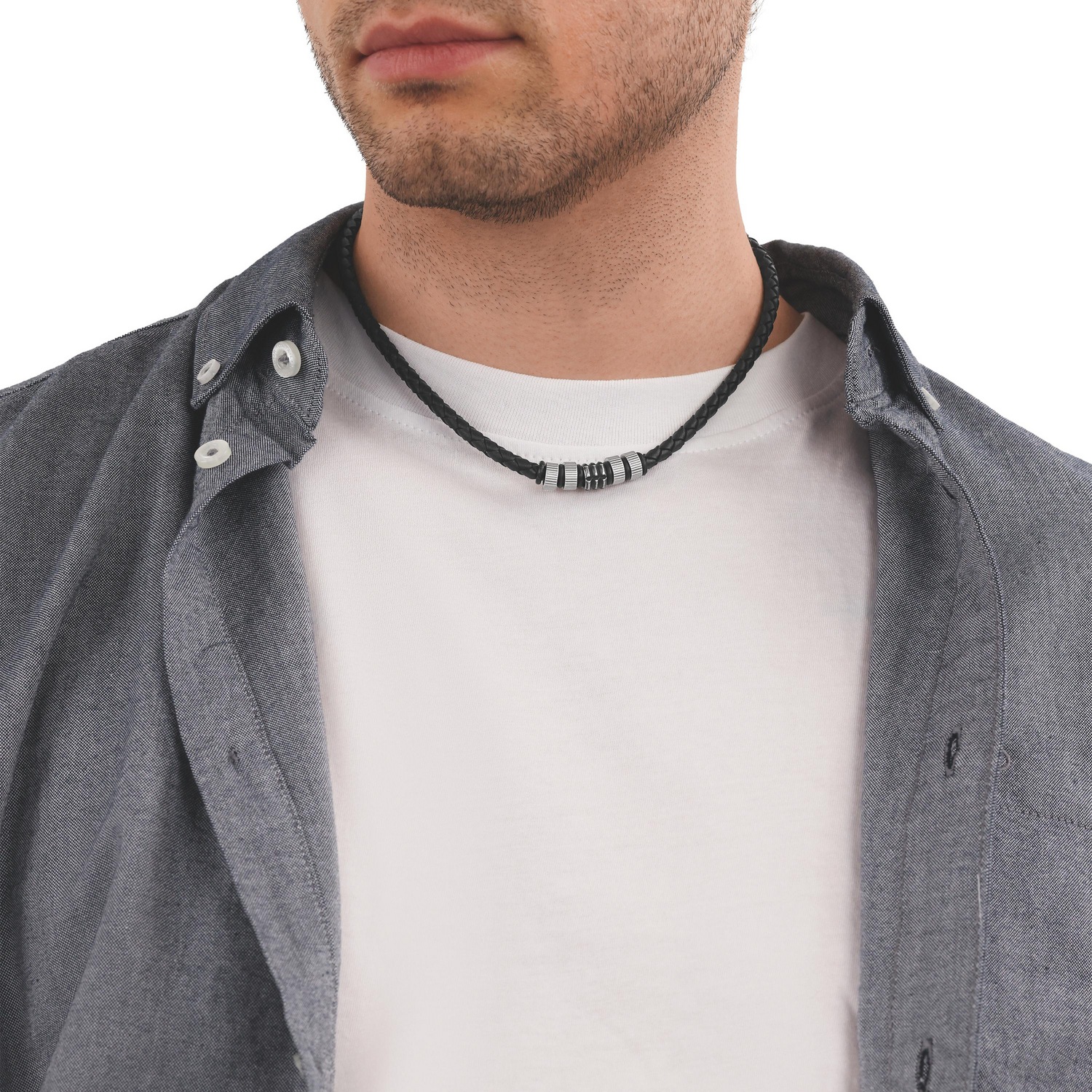 TOM TAILOR Kette mit Anhänger »Schmuck Geschenk Edelstahl Leder Kautschuk«