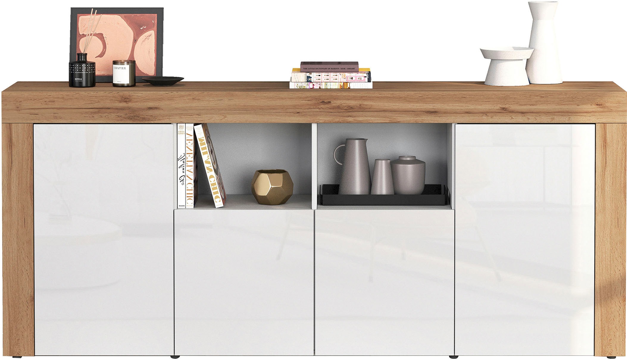 INOSIGN Sideboard "CHRONOS Breite 200 cm mit 4 Türen, 2 offene und 8 geschl günstig online kaufen