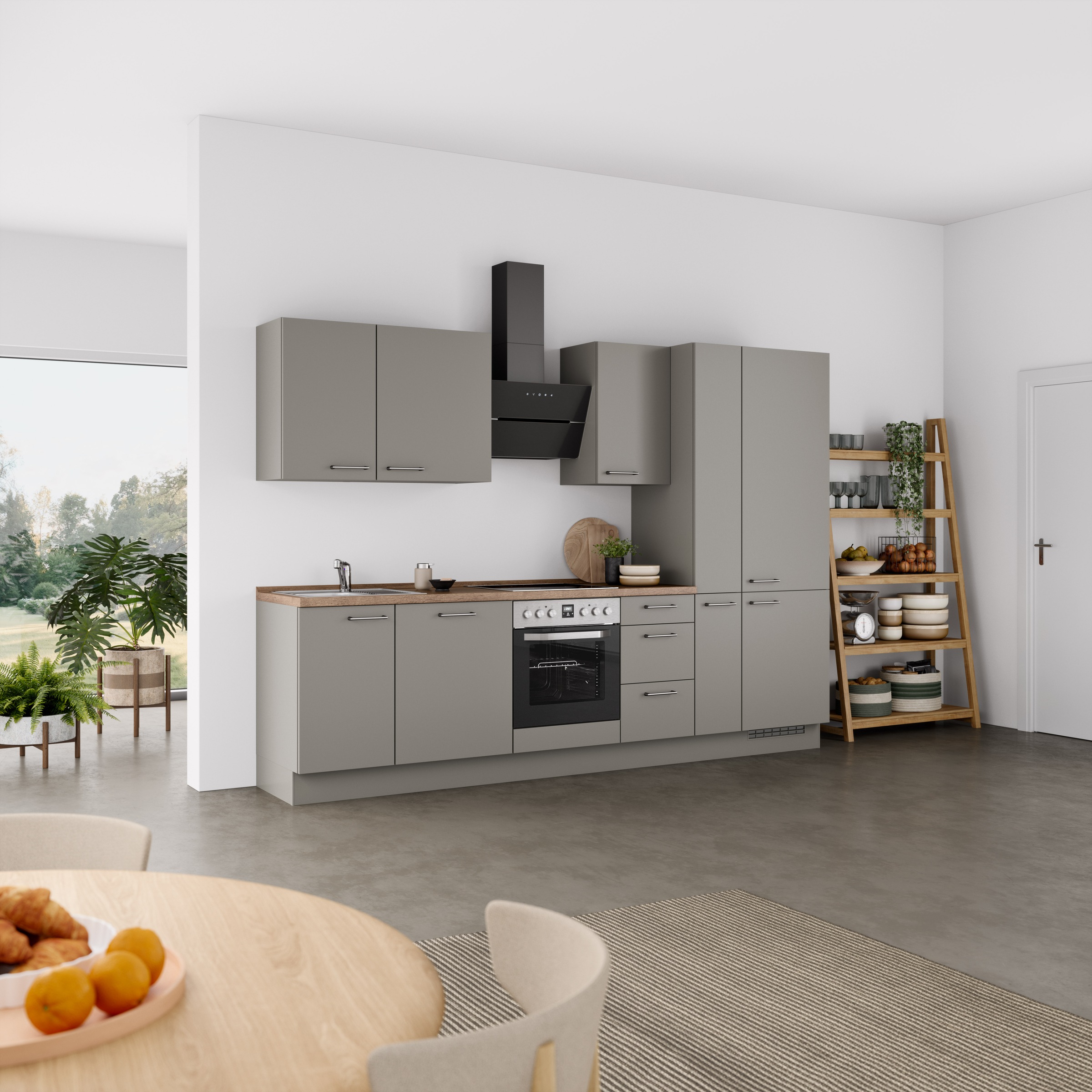 nobilia® Küchenzeile »"Laser II"«, vormontiert, Ausrichtung wählbar, Breite 300 cm, wahlw. mit E-Geräten