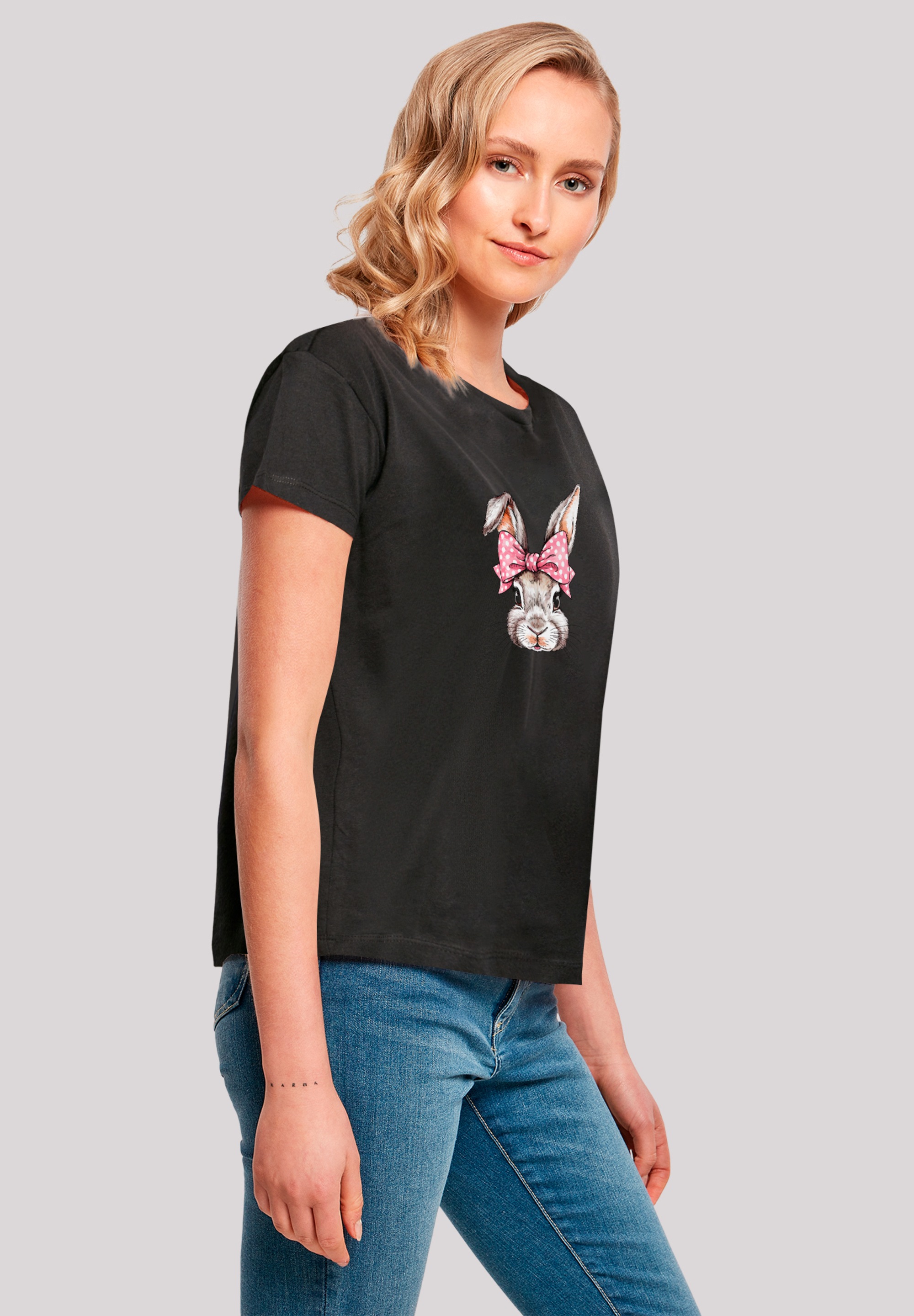 F4NT4STIC T-Shirt »Niedlicher Hase mit Schleife«, Premium Qualität