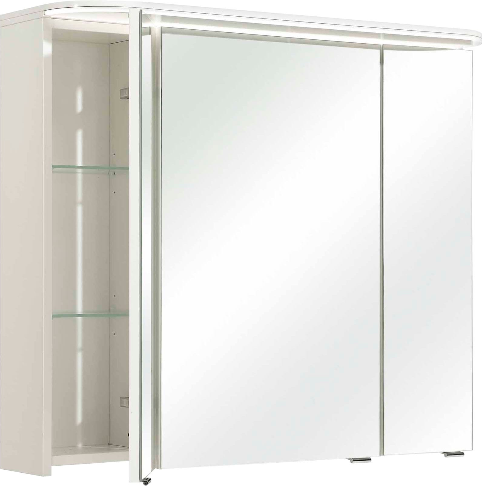 Saphir Badmöbel-Set »Balto Sprint 4-teilig, Mineralmarmor-Waschtisch mit LED-Spiegelschrank«, (5 St.), Midischrank und Unterschrank, inkl Türdämpfer, 5 Türen, 5 Schubladen
