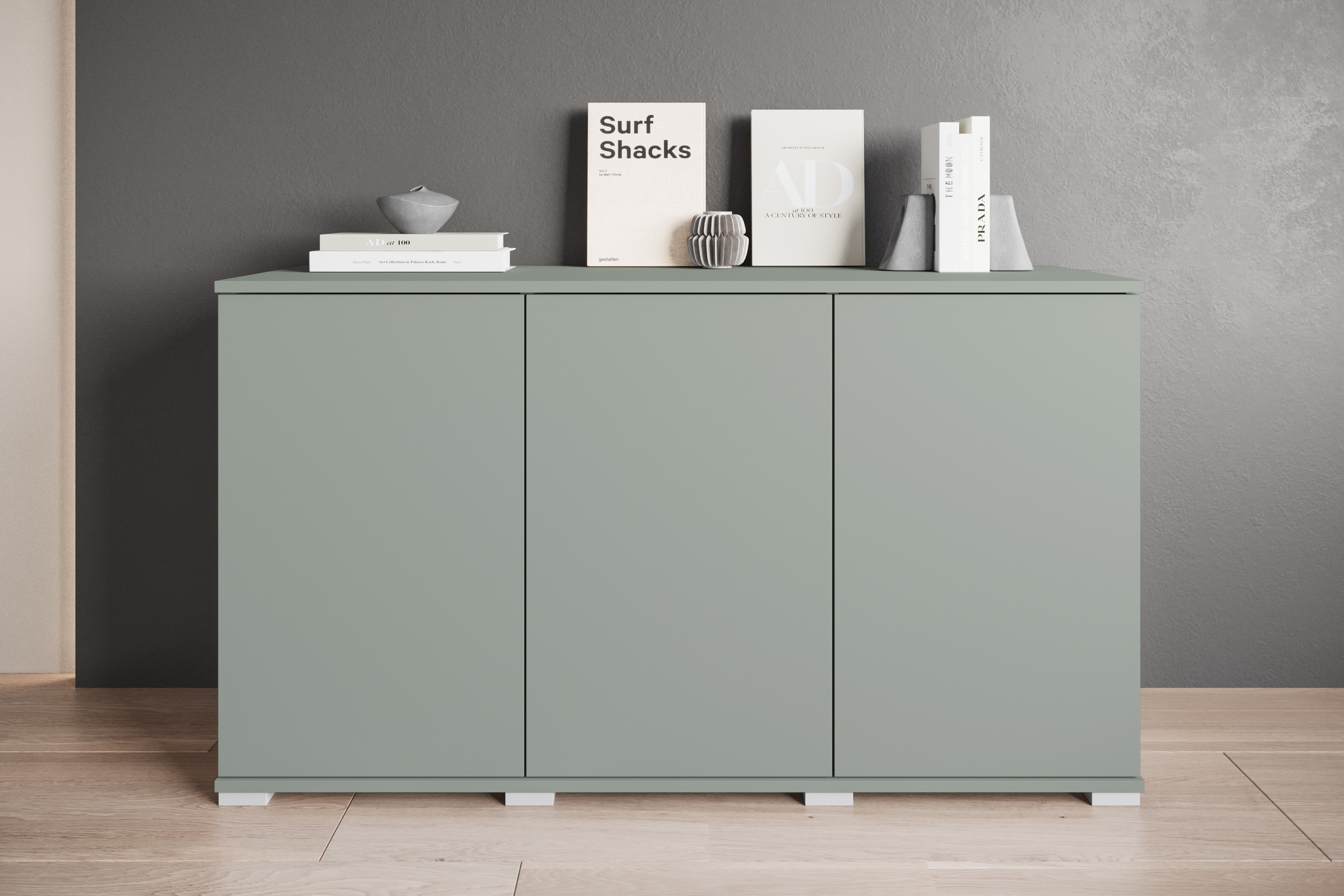 OTTO home Sideboard "Kenia, moderne grifflose Kommode mit 3 Türen, Breite 120 cm" 1 Stk. tlg. Push-to-Open-Fronten, höhenverstellbaren Einlegeböden