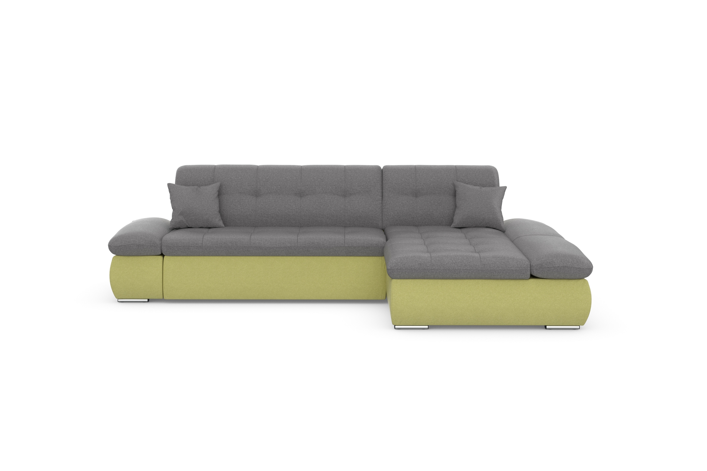 DOMO collection Ecksofa »Moric, L-Form, XXL-Sofa - Breite 300cm«, wahlweise mit Bettfunktion und Armteilverstellung, gelb-schlamm
