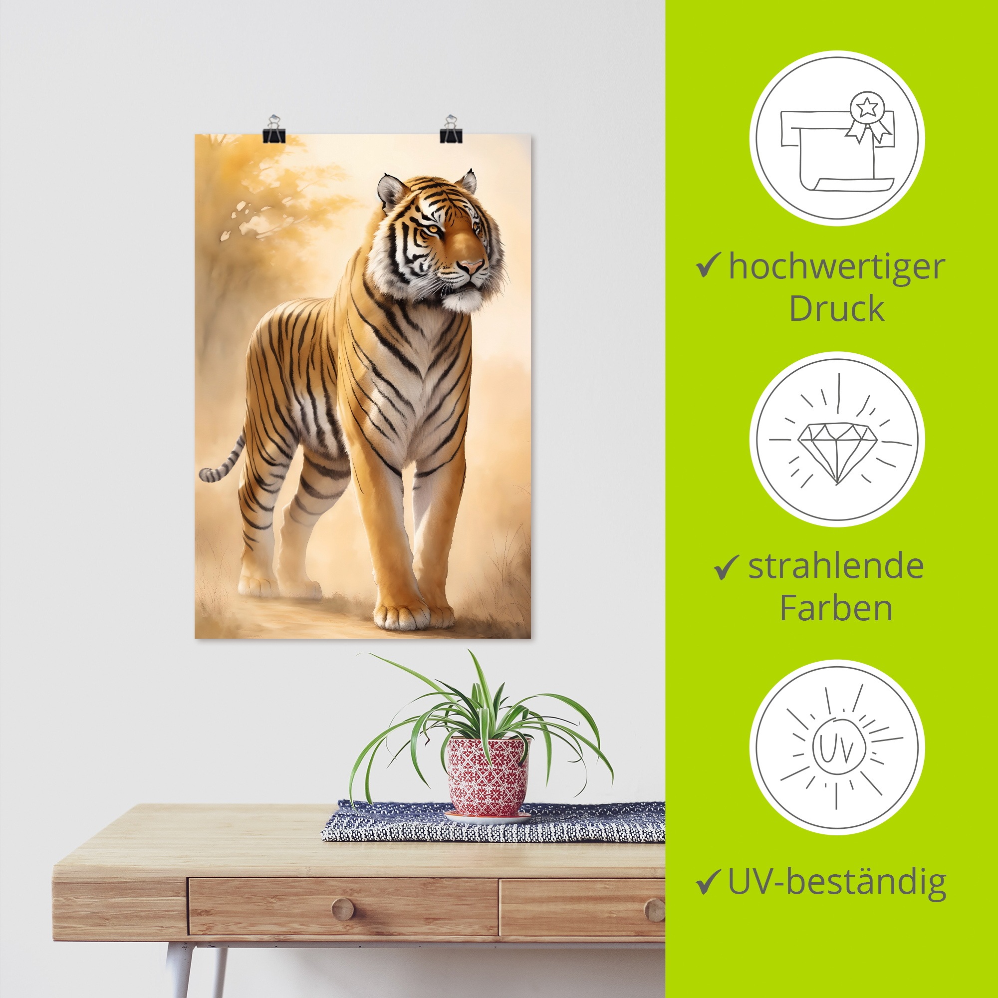 Artland Wandbild »Tiger« 1 Stk. tlg. als Alubild, Leinwandbild, Poster, Wandaufkleber in verschied. Größen