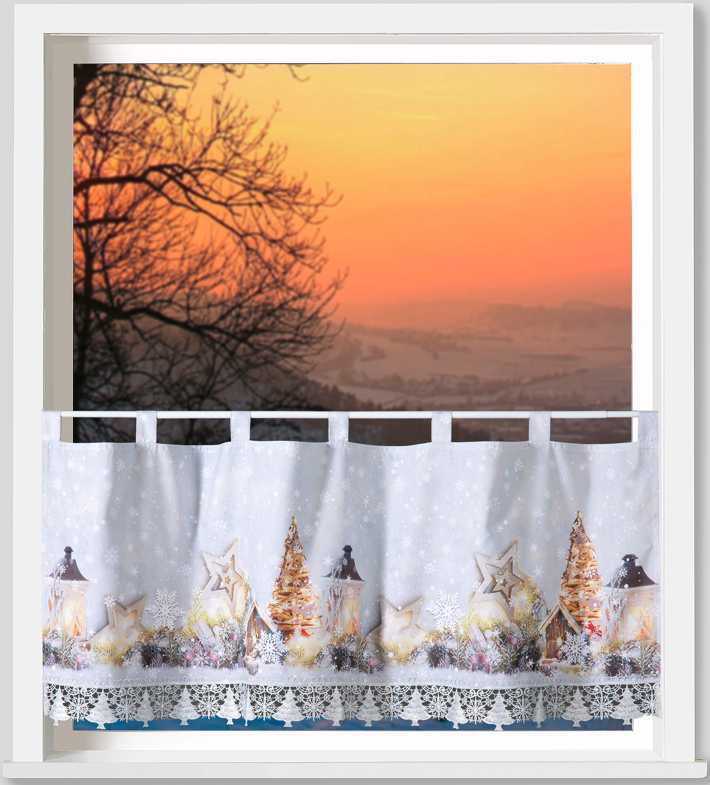 Weckbrodt Scheibengardine "rustikale Weihnacht" Schlaufen 1 Stk. tlg. Bistr günstig online kaufen