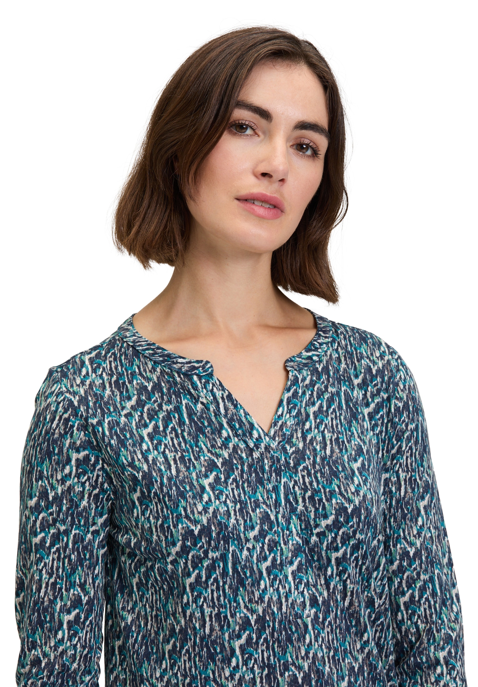 Betty&Co Kurzarmshirt »Betty & Co Damen Casual-Shirt mit verdeckter Verschlussleiste«, (1 tlg.), Druck