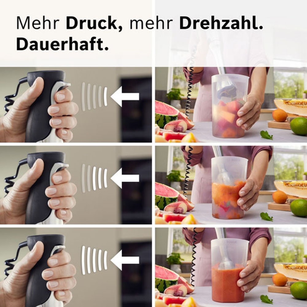 BOSCH Stabmixer »ErgoMaster Serie 8, MSM8M934, Doppelschneebesen, Becher, Zerkleinerer« 1500 W 6 Klingen Edelstahl, Spiralkabel, Keramikkupplung, luftgekühlter Motor