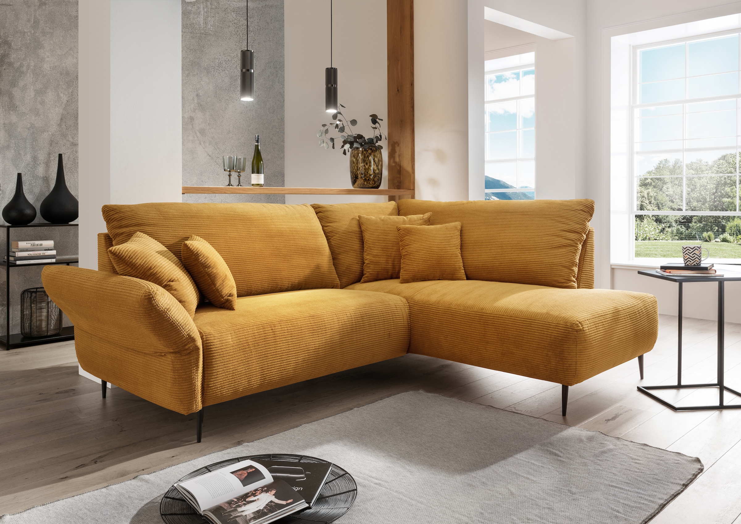 Home affaire Ecksofa "Vanilla modern& bequem, Breite 255cm, tolle Detailverarbeitung" verstellbare Armlehne für Wohlfühlkomfort