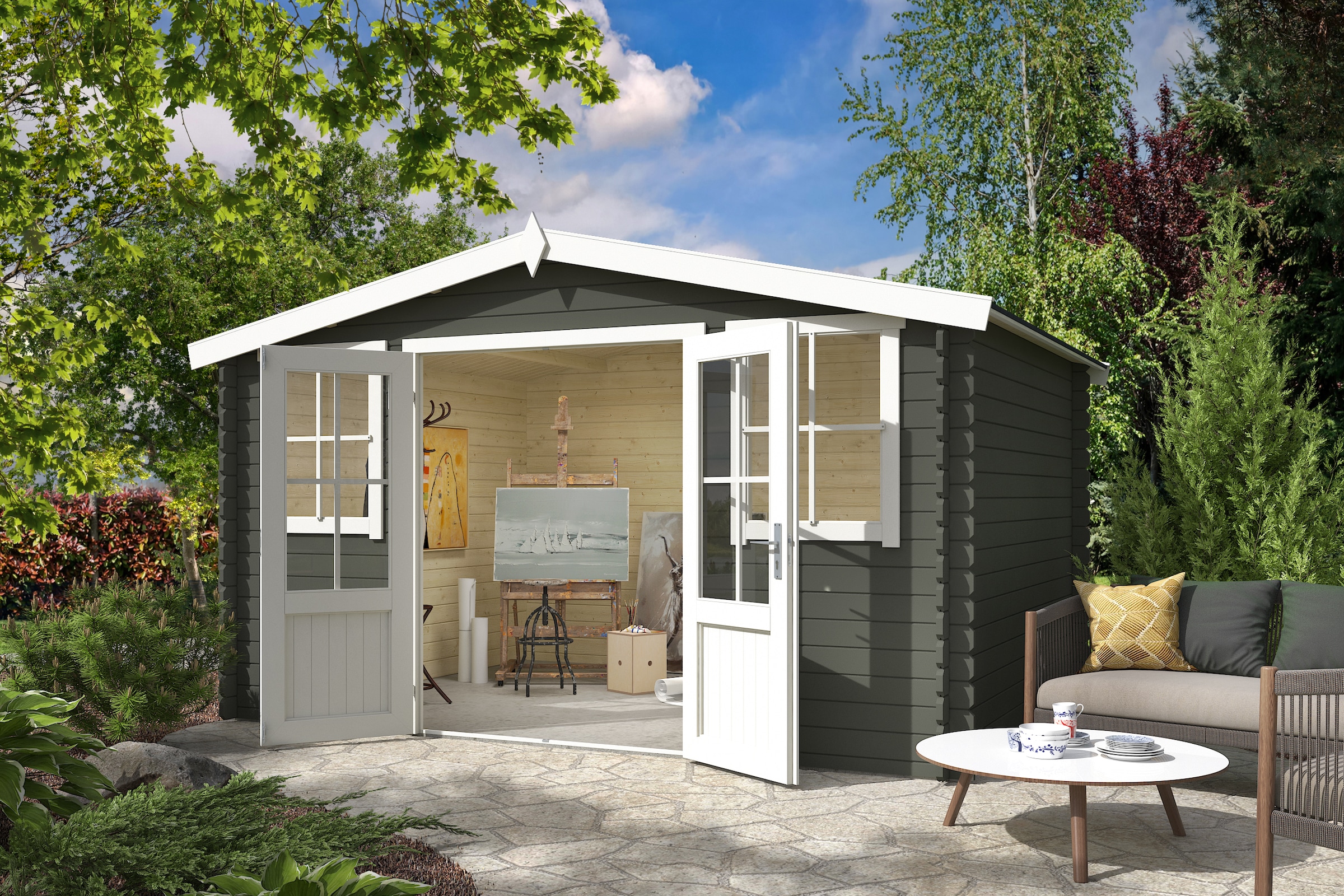 Nordic Holz Gartenhaus "Dallas", (breiter Einstieg und 2 Oberlichter) günstig online kaufen
