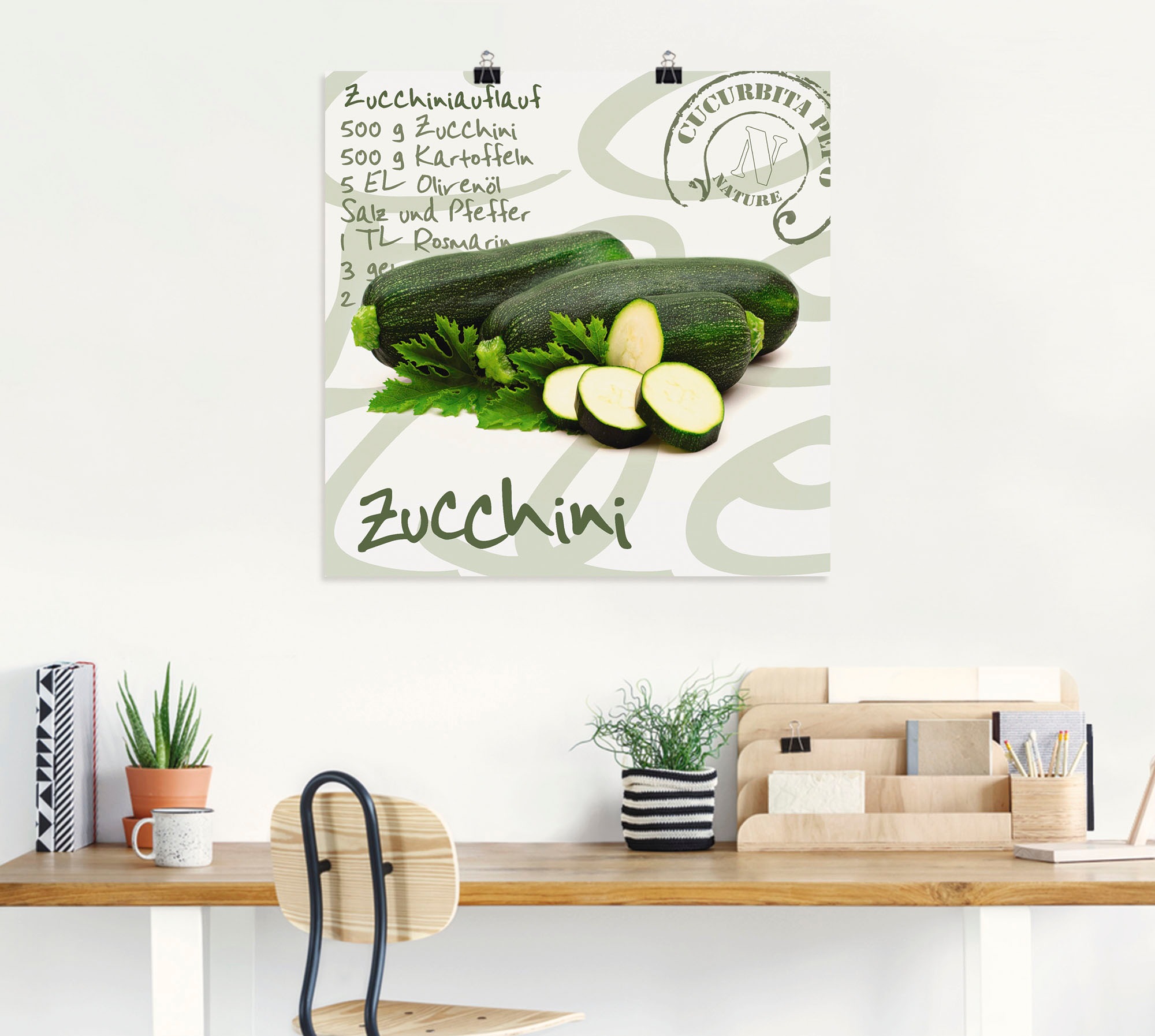 Artland Wandbild »Angeschnittene Zucchini«, Lebensmittel, (1 St.), als Alubild, Leinwandbild, Wandaufkleber oder Poster in versch. Größen