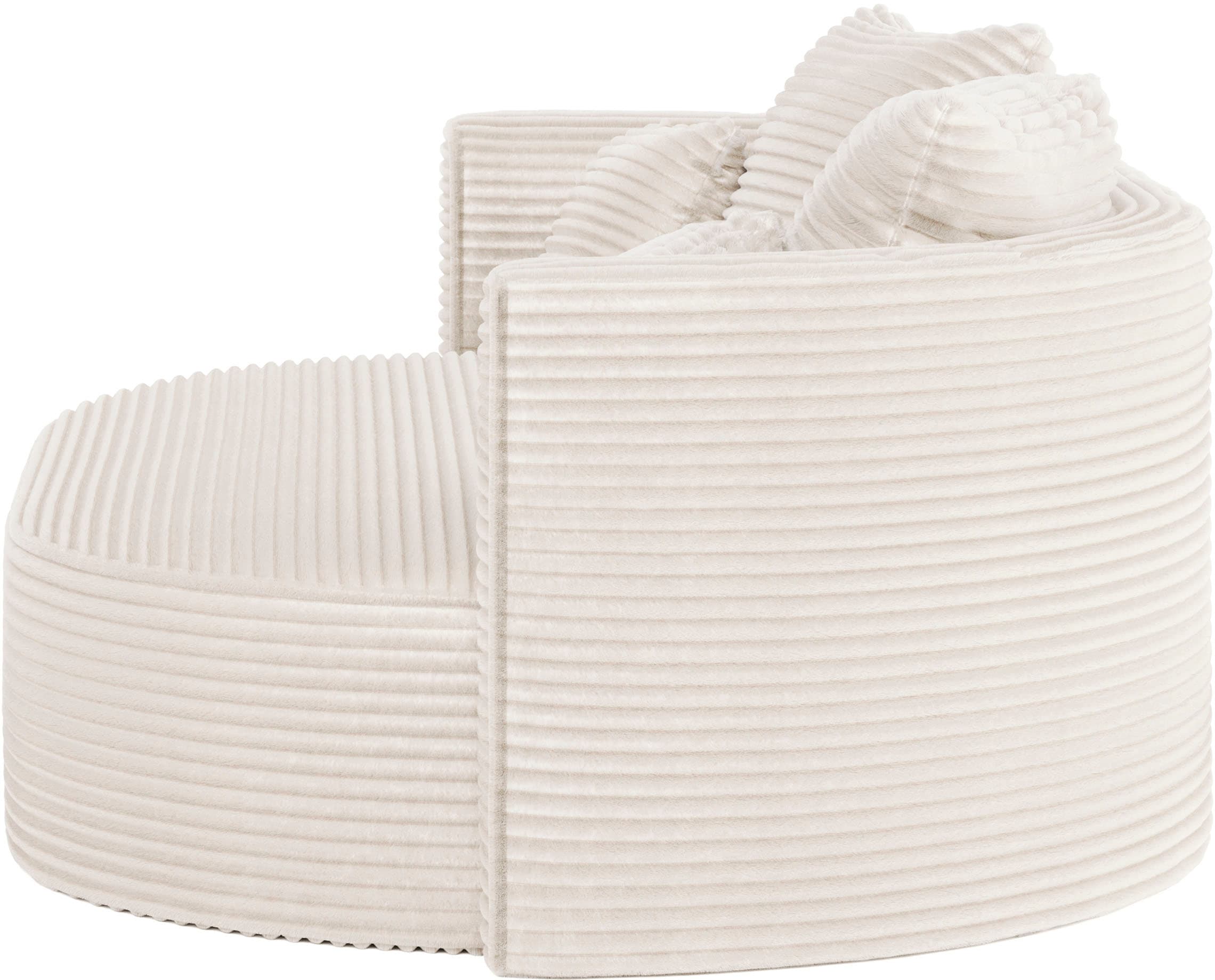 LeGer Home by Lena Gercke 2,5-Sitzer »ISALIE, rundes Loungesofa, mit Kissen, perfekt gepolstert«, moderne Stoffe, mit 4 Zierkissen, extra große Sitzfläche