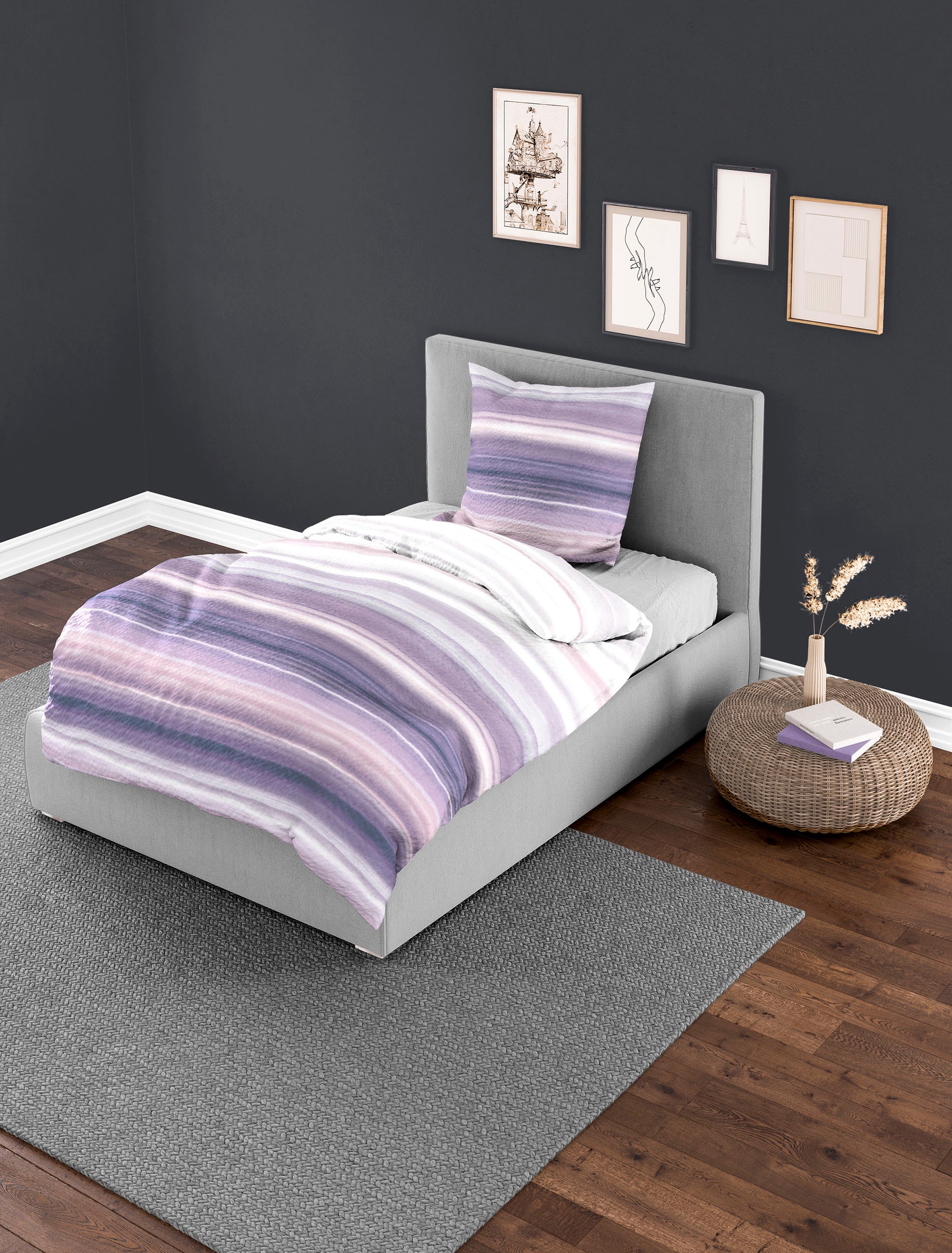 BIERBAUM Bettwäsche "4068" 2 Stk. tlg. Seersucker, 100 % Baumwolle, bügelfr günstig online kaufen