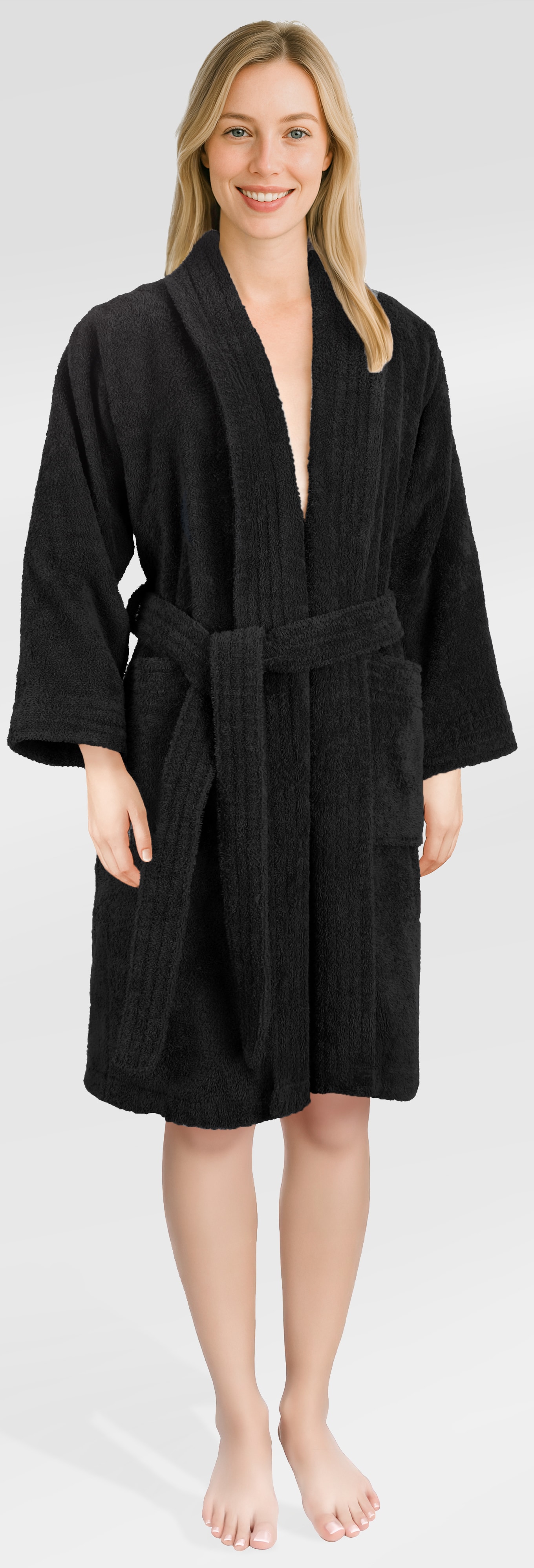 HAMMETEX Damenbademantel "Ren, 100% Baumwolle" 380 g/m² Frottee Bademantel mit Taschen – Saugfähig & Weich