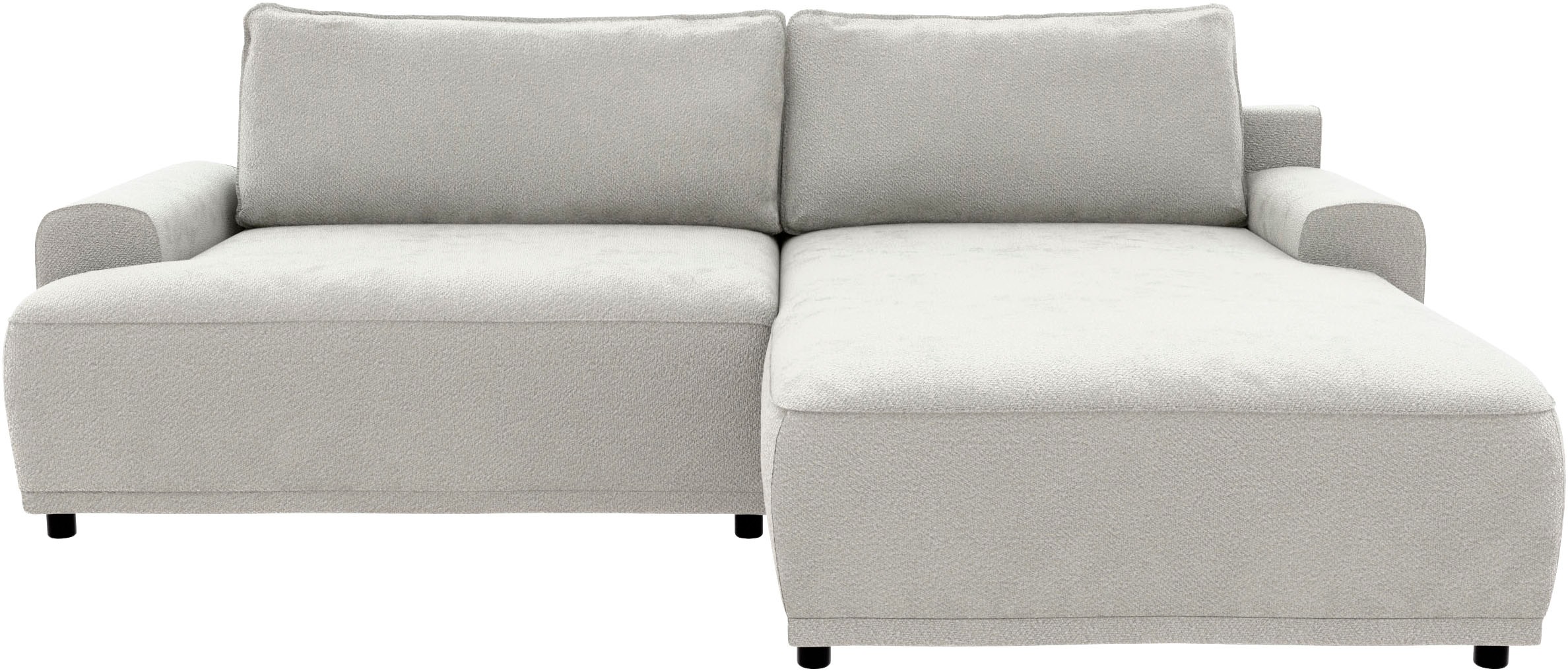 TRENDMANUFAKTUR Ecksofa »Fordon, Schlafsofa mit Bettkasten, Couch in L-Form, Breite 250 cm«, in Struktur fein LEO, haustierfreundlich, wollweiß, Recamiere rechts
