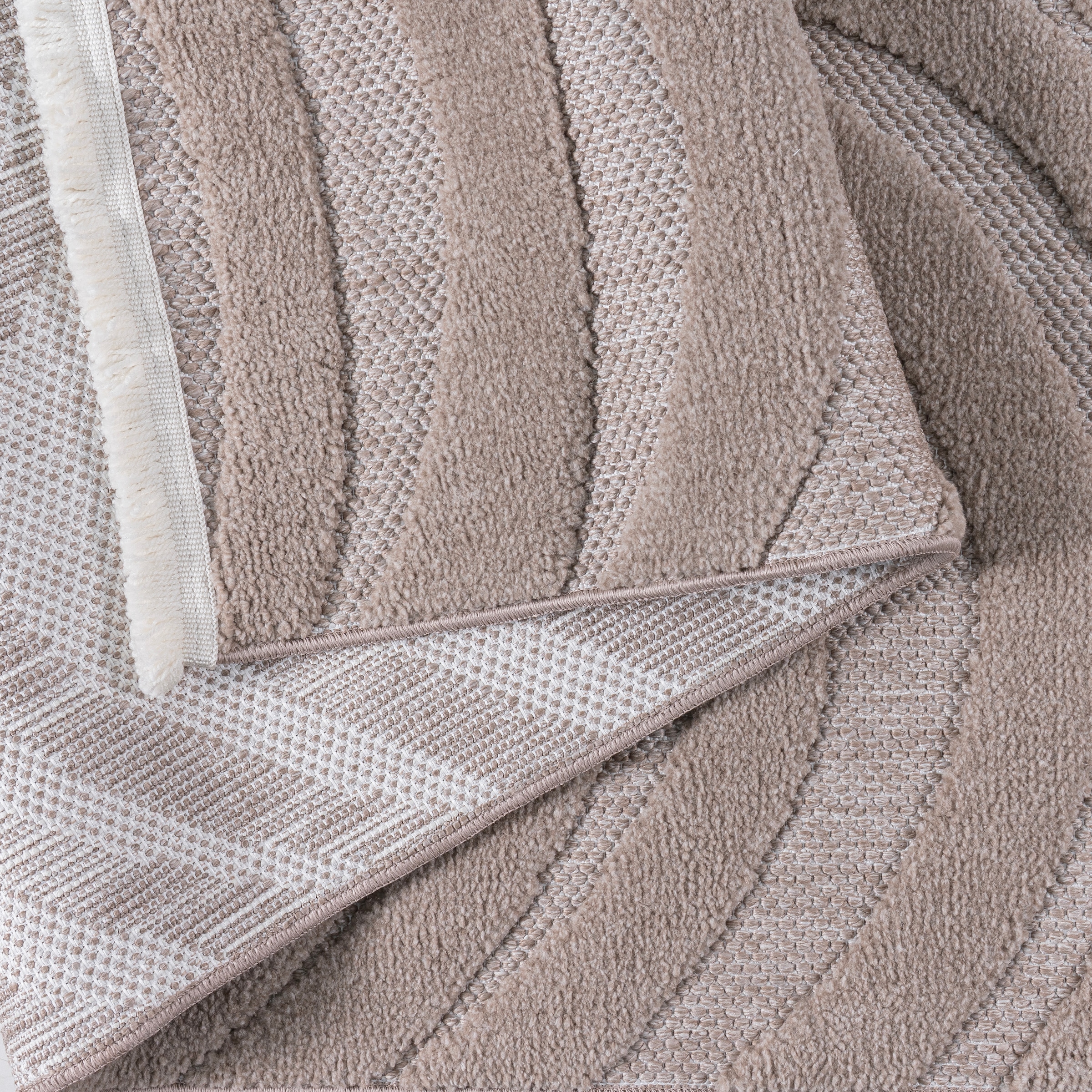 OTTO home Teppich »Samelia mit Fransen, Wellendesign, Balkon, Camping« rechteckig 6 mm Höhe Hoch-Tief-Struktur, In- und Outdoor geeignet für Küche oder Esszimmer