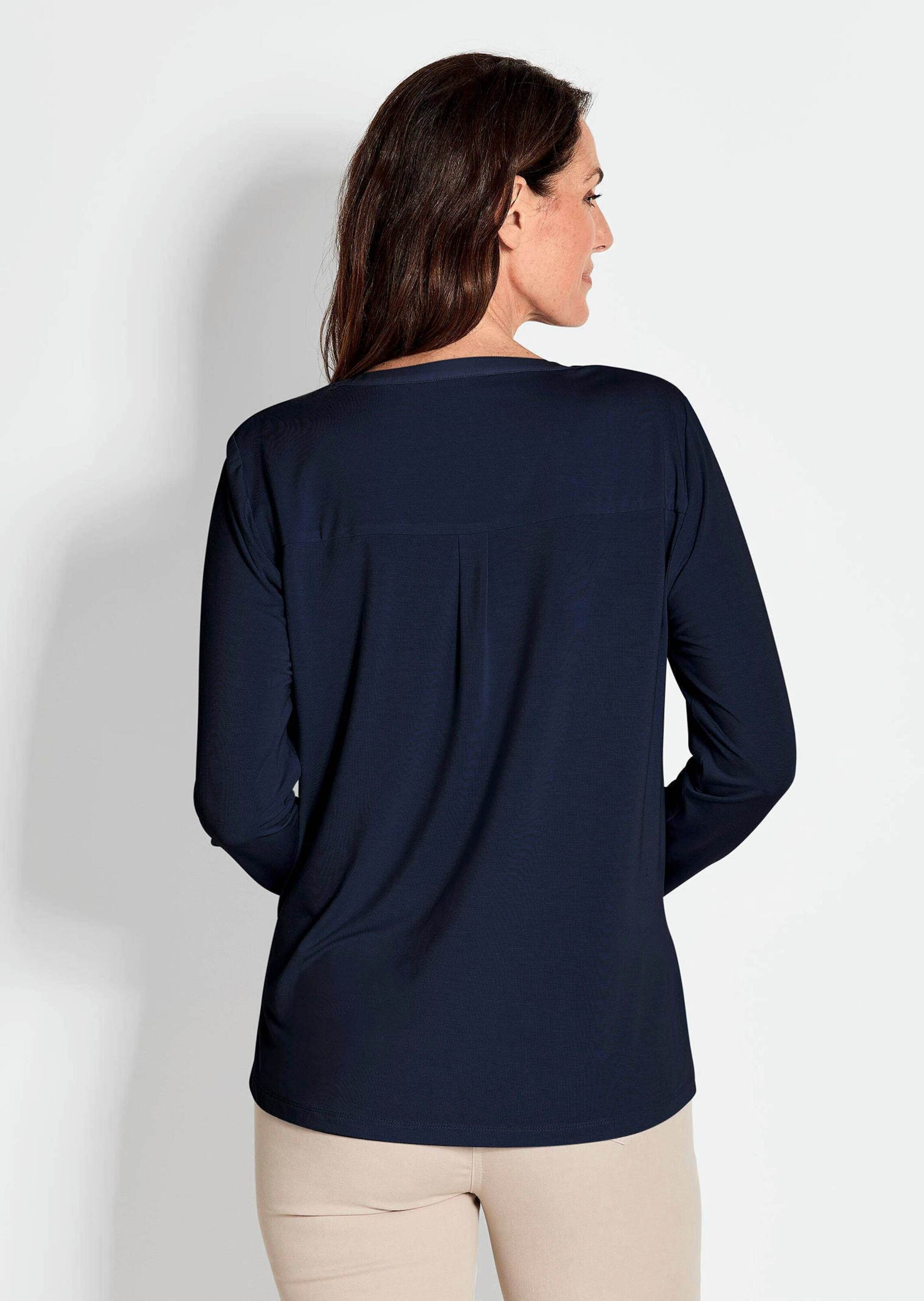 GOLDNER Kurzarmbluse »Blusenshirt Blusenshirt mit Chiffon-Einsatz«