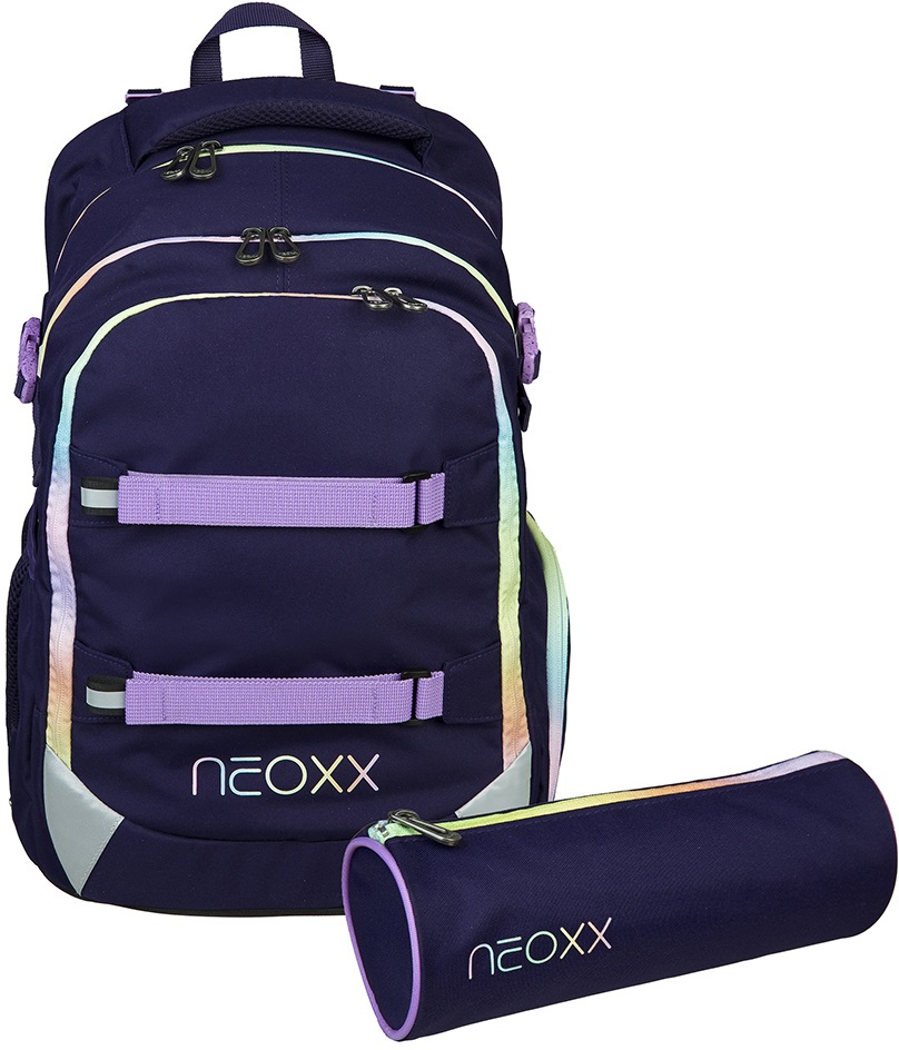 neoxx Schulrucksack reflektierende Details, PET-Flaschen; Magic«, »Active, recycelten BAUR Schlamperetui aus Mindful inklusive 