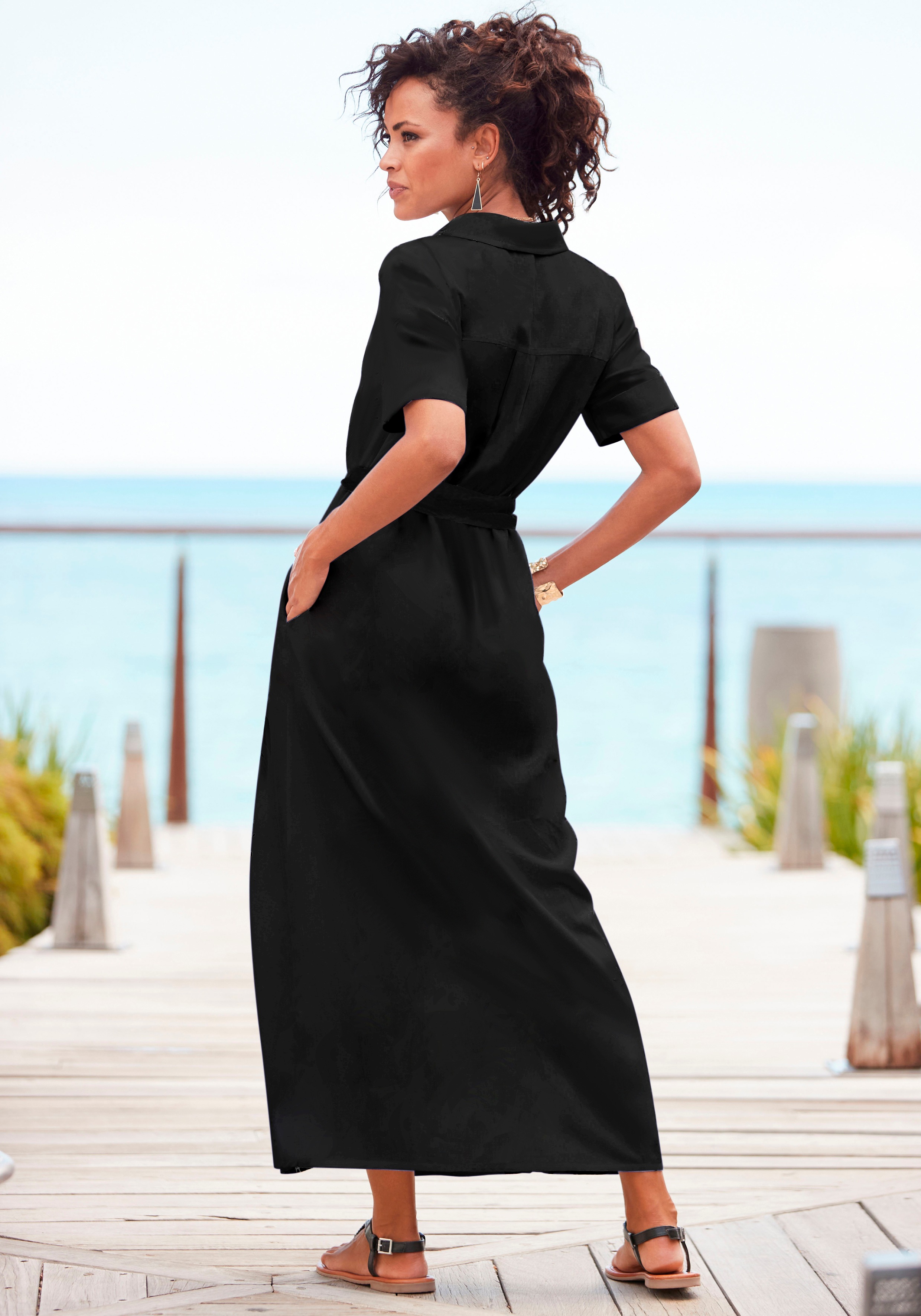 Thumbnail - LASCANA Hemdblusenkleid, (mit Bindegürtel), aus Leinenmix