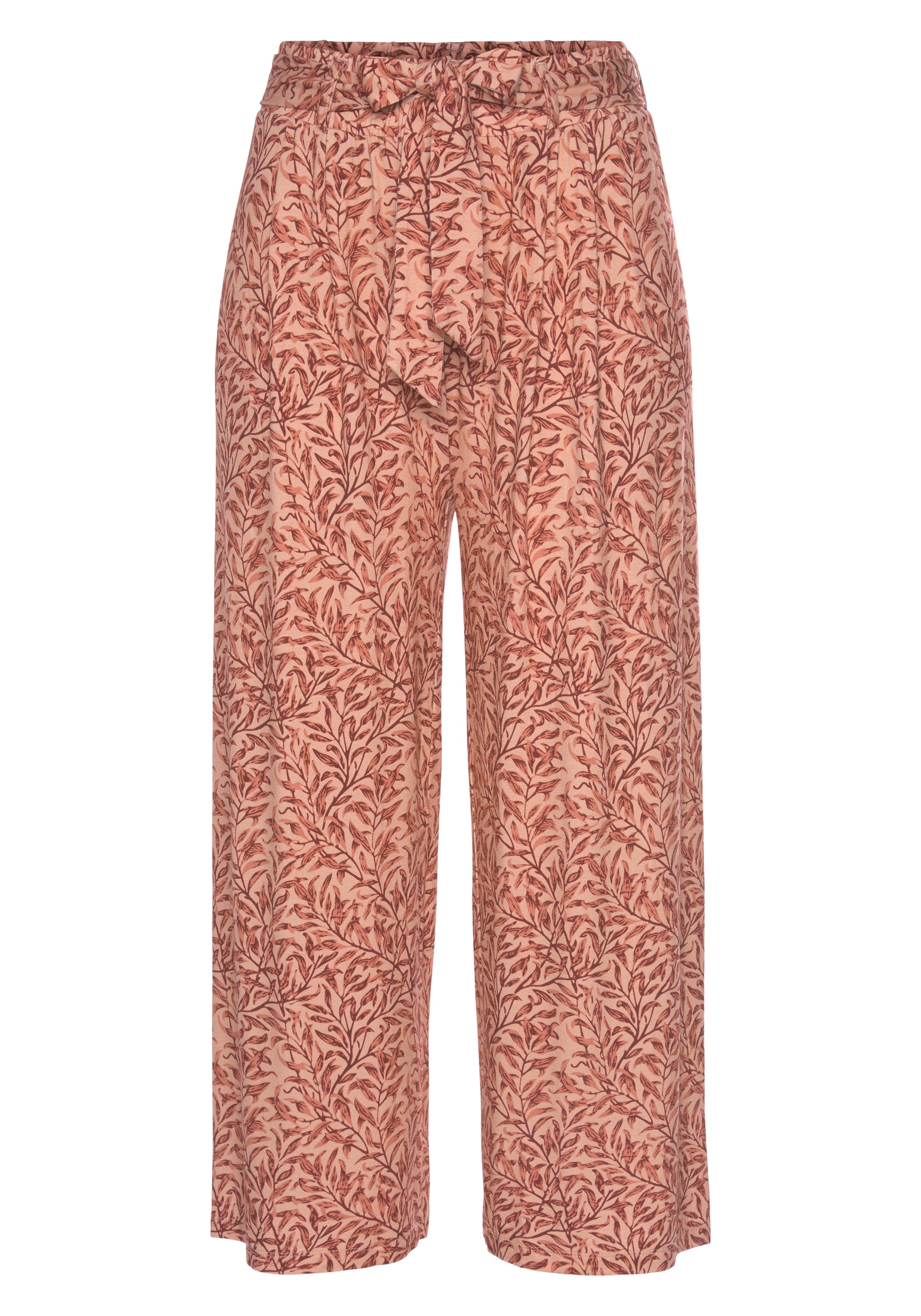 Beachtime Culotte mit Blätterdruck und Bindeband, luftig-leichte Sommerhose günstig online kaufen