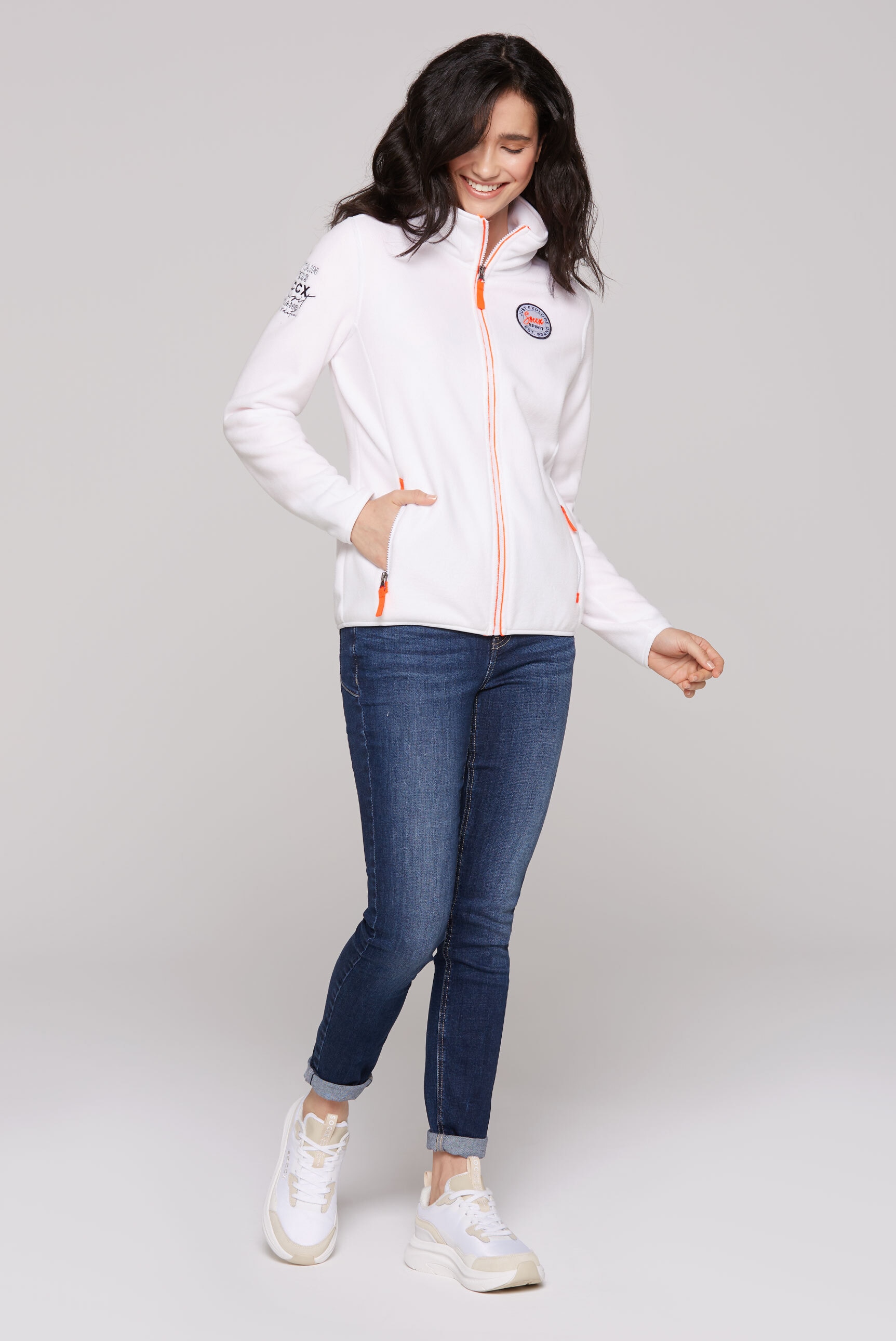 SOCCX Fleecejacke, ohne Kapuze, mit elastischem Saumabschluss