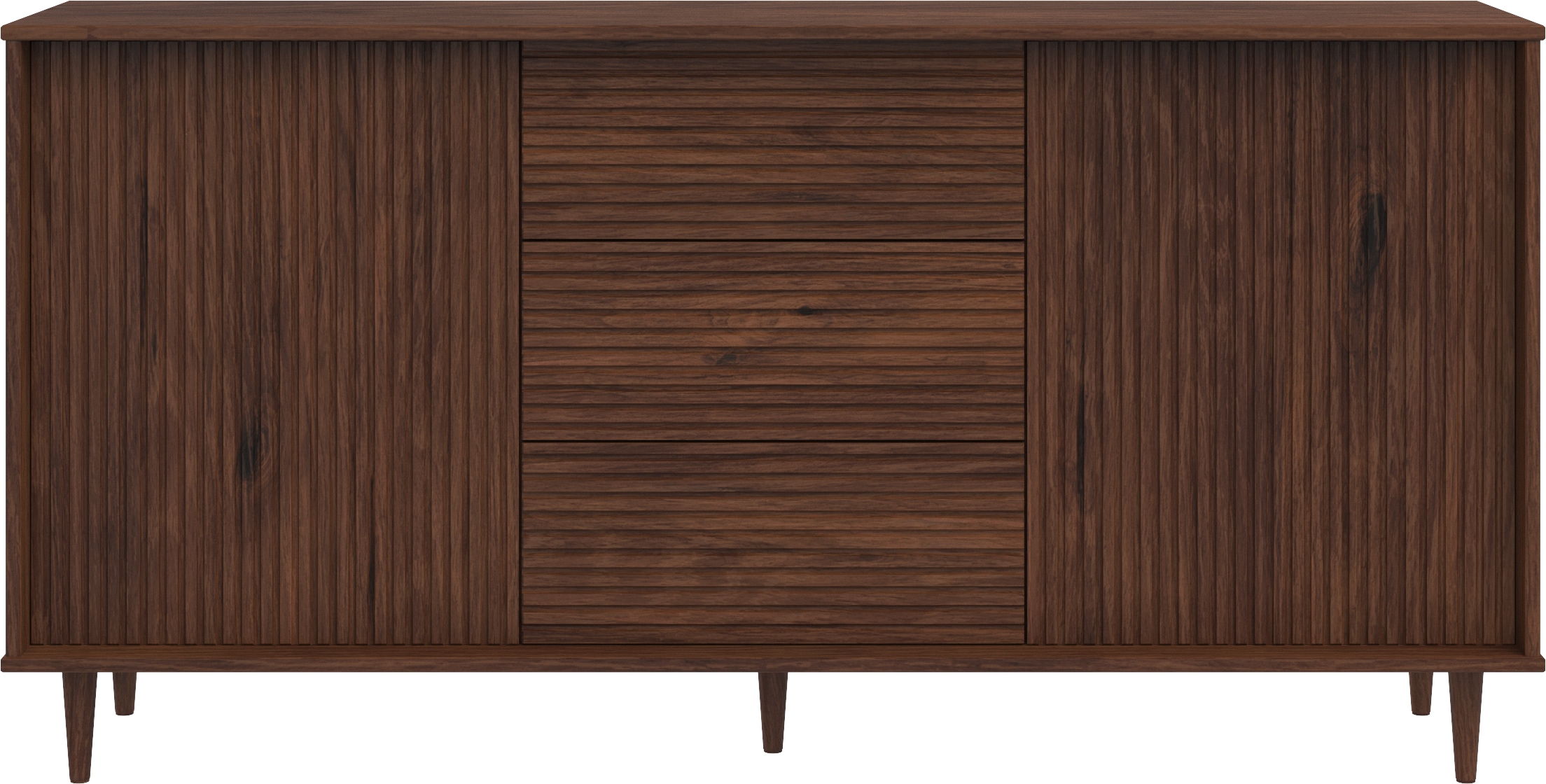 INOSIGN Sideboard »Malmedy Front mit gefrästen Rillen«, Kommode aus massivem Kiefernholz, Push-to-open, Breite 160 cm