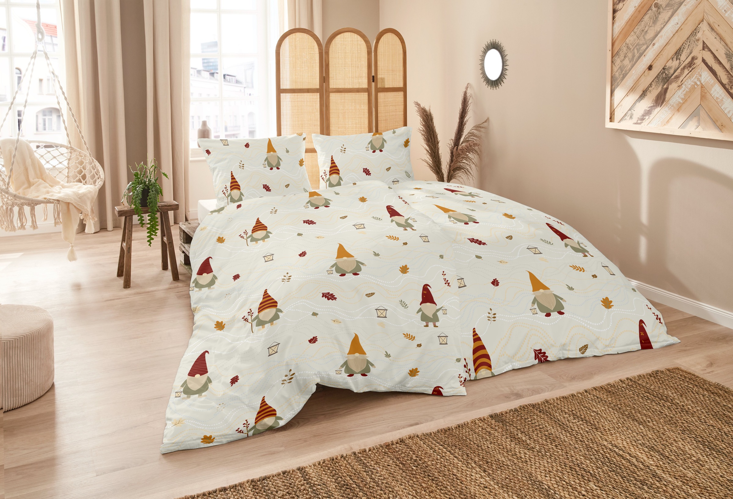 Primera Bettwäsche "Feinbiber-Bettwäsche Wichtel" 2 Stk. mit Wichtel-Muster günstig online kaufen