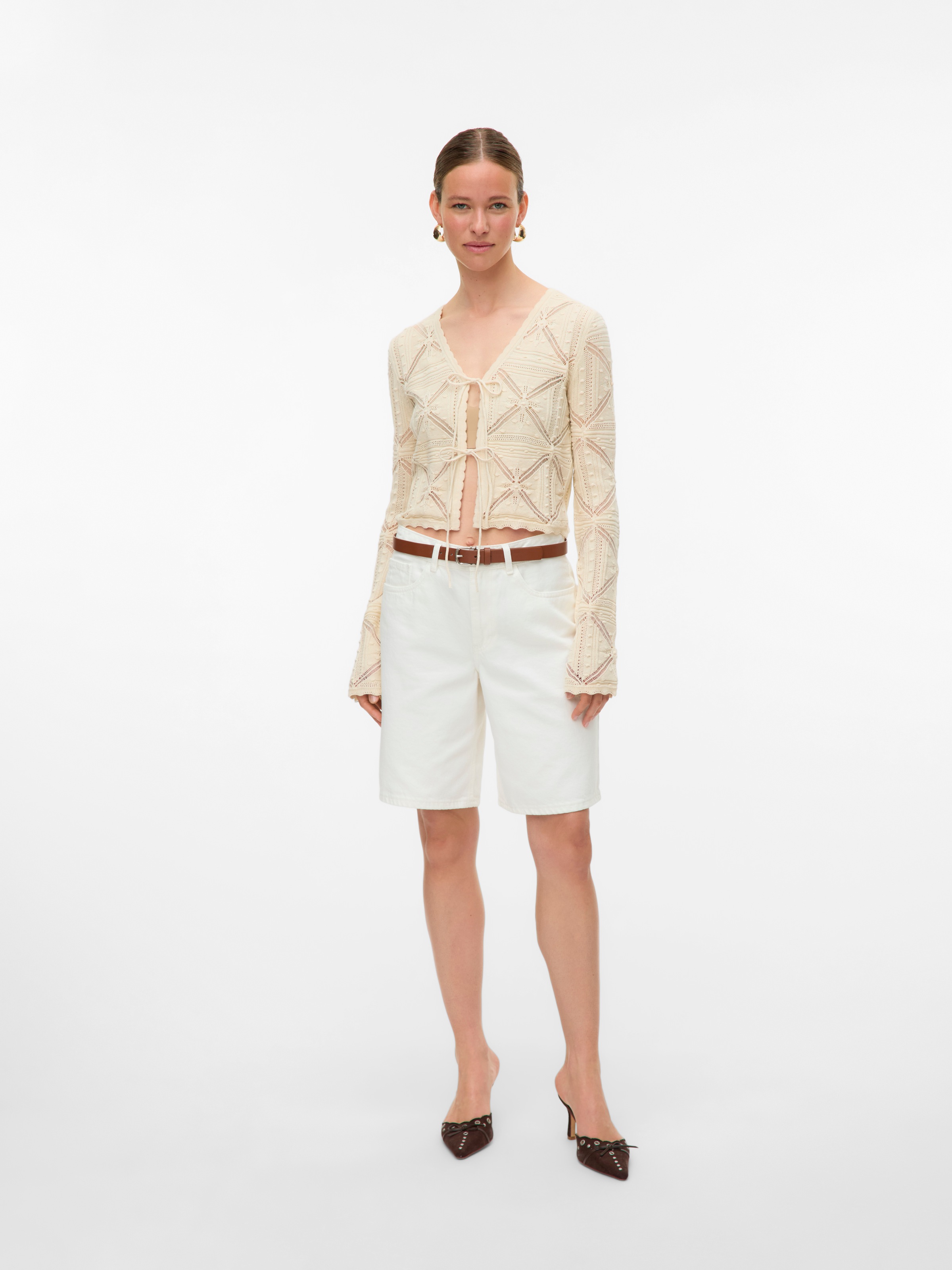 Vero Moda Strickjacke »VMLOLA LS V-NECK BOW CARDIGAN NOOS« Baumwolle, regular fit