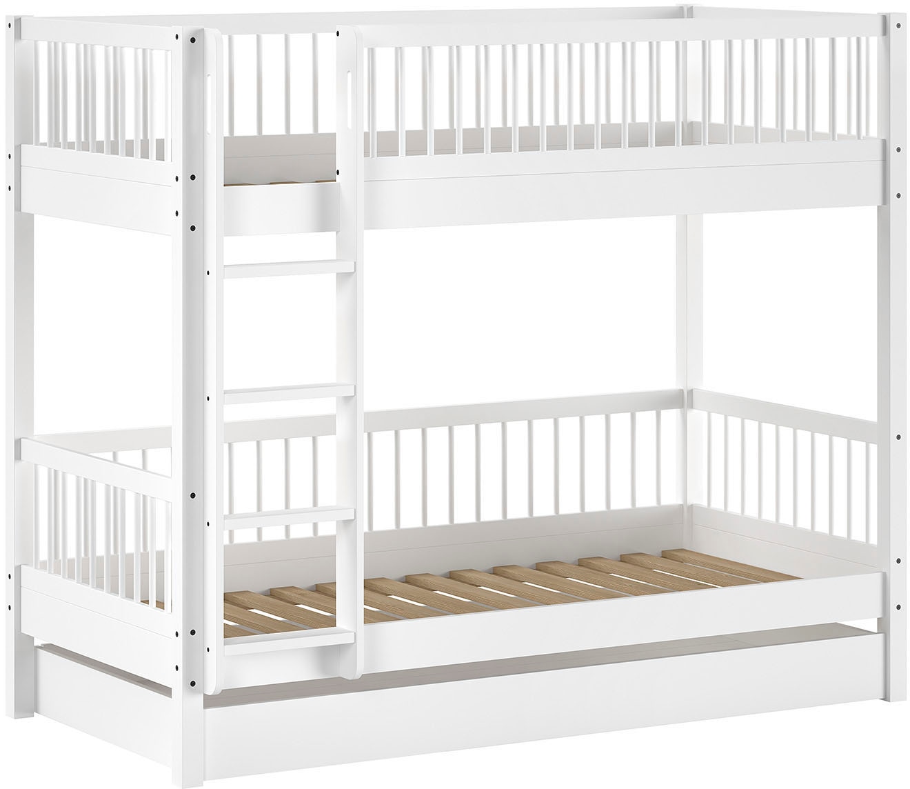 Home affaire Etagenbett, (Made in Europe), mit 90x200 cm LF, Lattenroste, Leiter, wahlweise m. Bettschubade, weiß