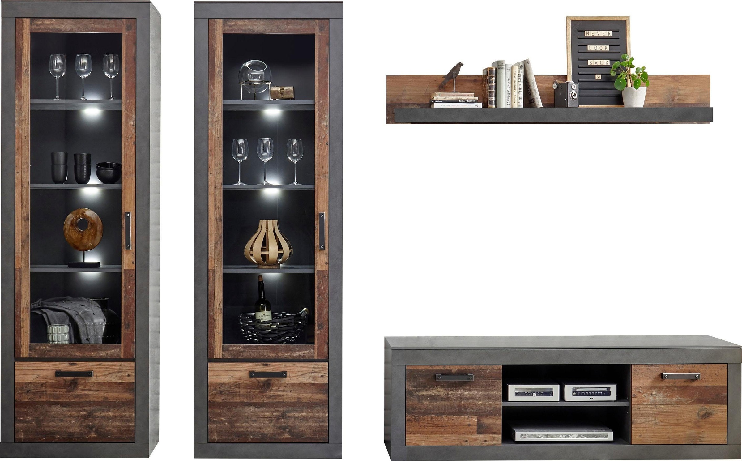 Home affaire Wohnwand "BROOKLYN" 4 Stk. tlg. günstig online kaufen
