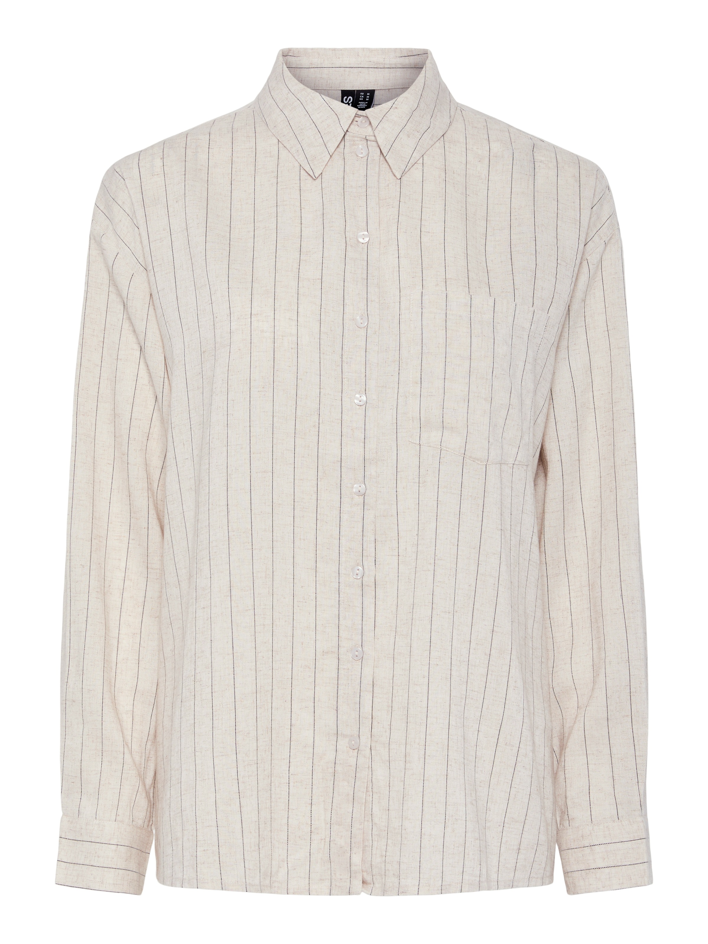 pieces Hemdbluse »PCPIA LS LOOSE SHIRT WVN NOOS«, mit Leinen