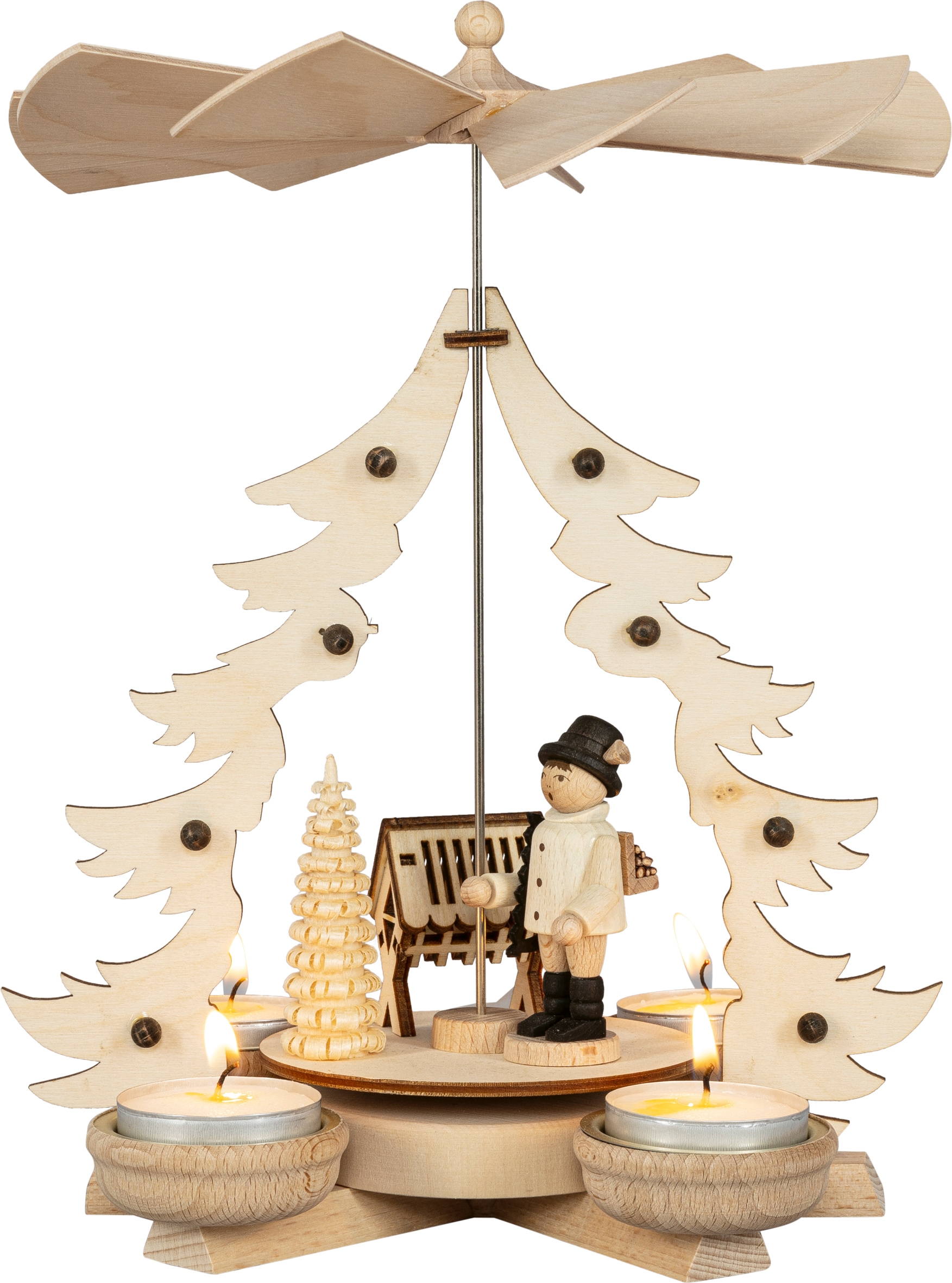SAICO Original Weihnachtspyramide "Tischpyramide, Waldarbeiter" für 4 Teeli günstig online kaufen