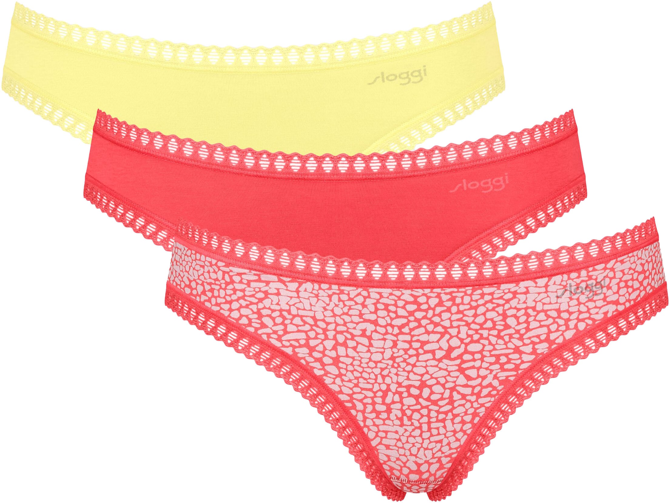 sloggi Minislip "GO Crush", (3er Pack), dehnbare Spitzendetails, uni, gemus günstig online kaufen