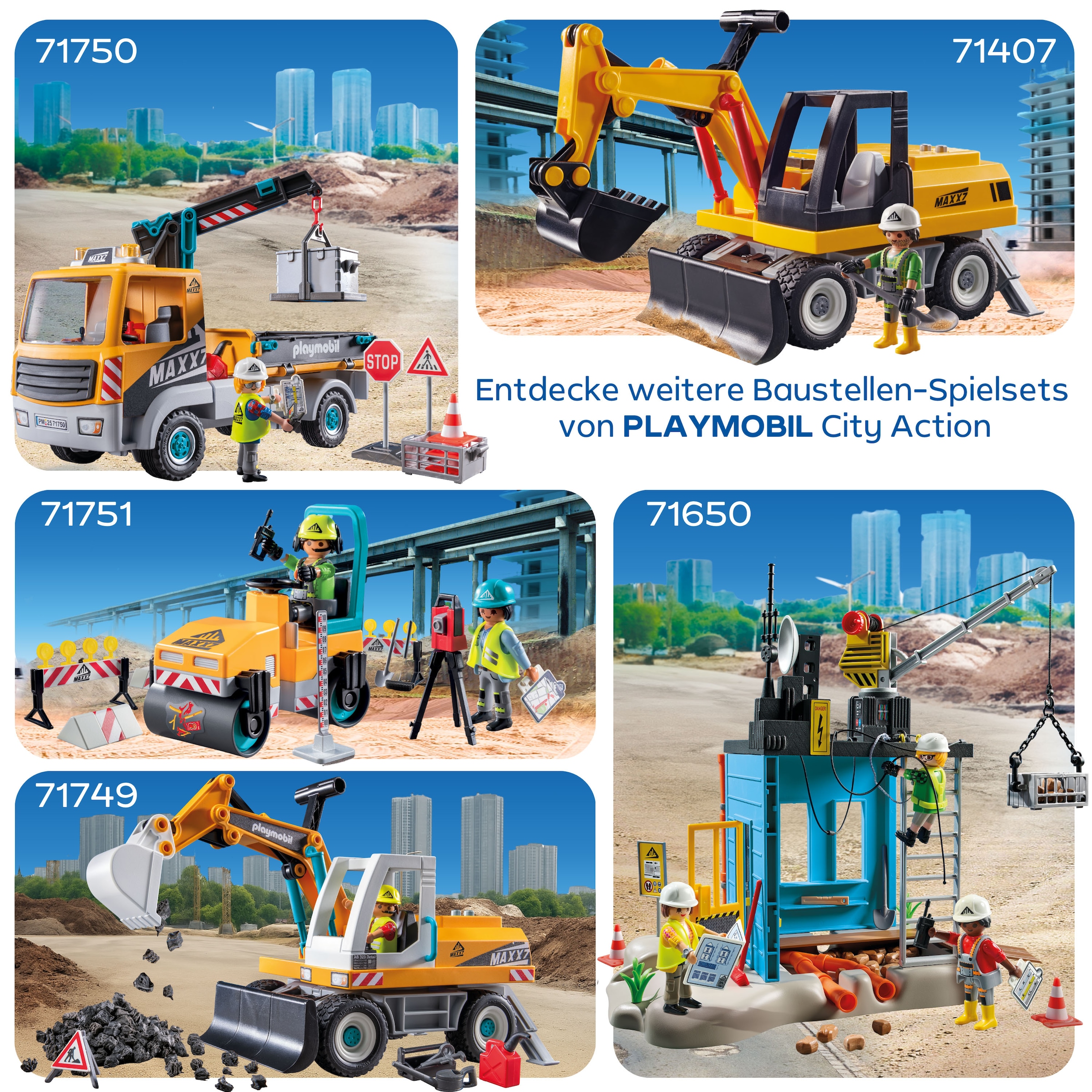 Playmobil® Konstruktions-Spielset »Baustellen-LKW mit Kran (71750), Playmobil Action Heroes«, (55 St.)