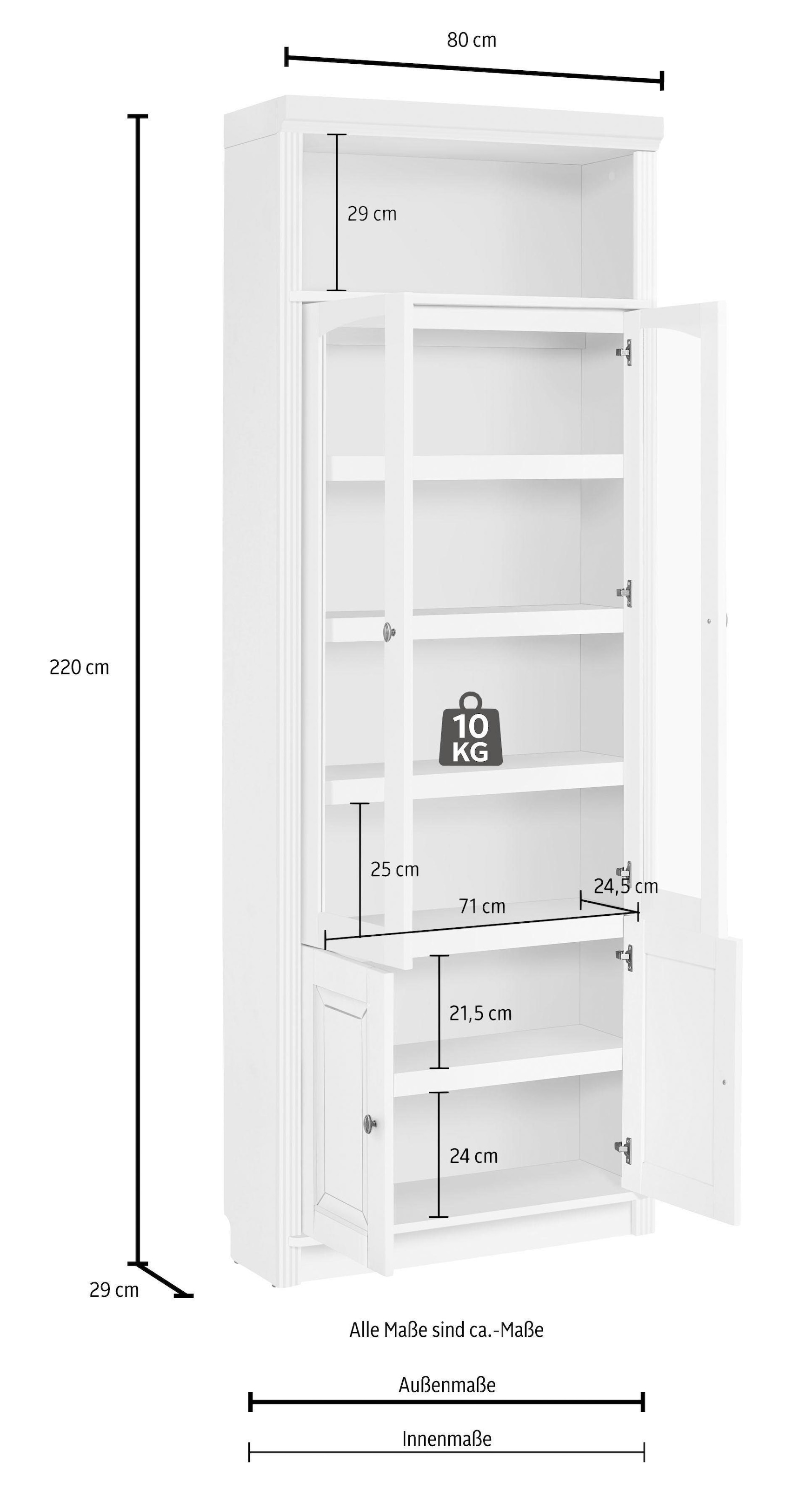 Home affaire Bücherregal »Soeren«, massiver Kiefer, in 2 Höhen, Tiefe 29 cm,  Türen mit Klarglas Einsatz kaufen | BAUR