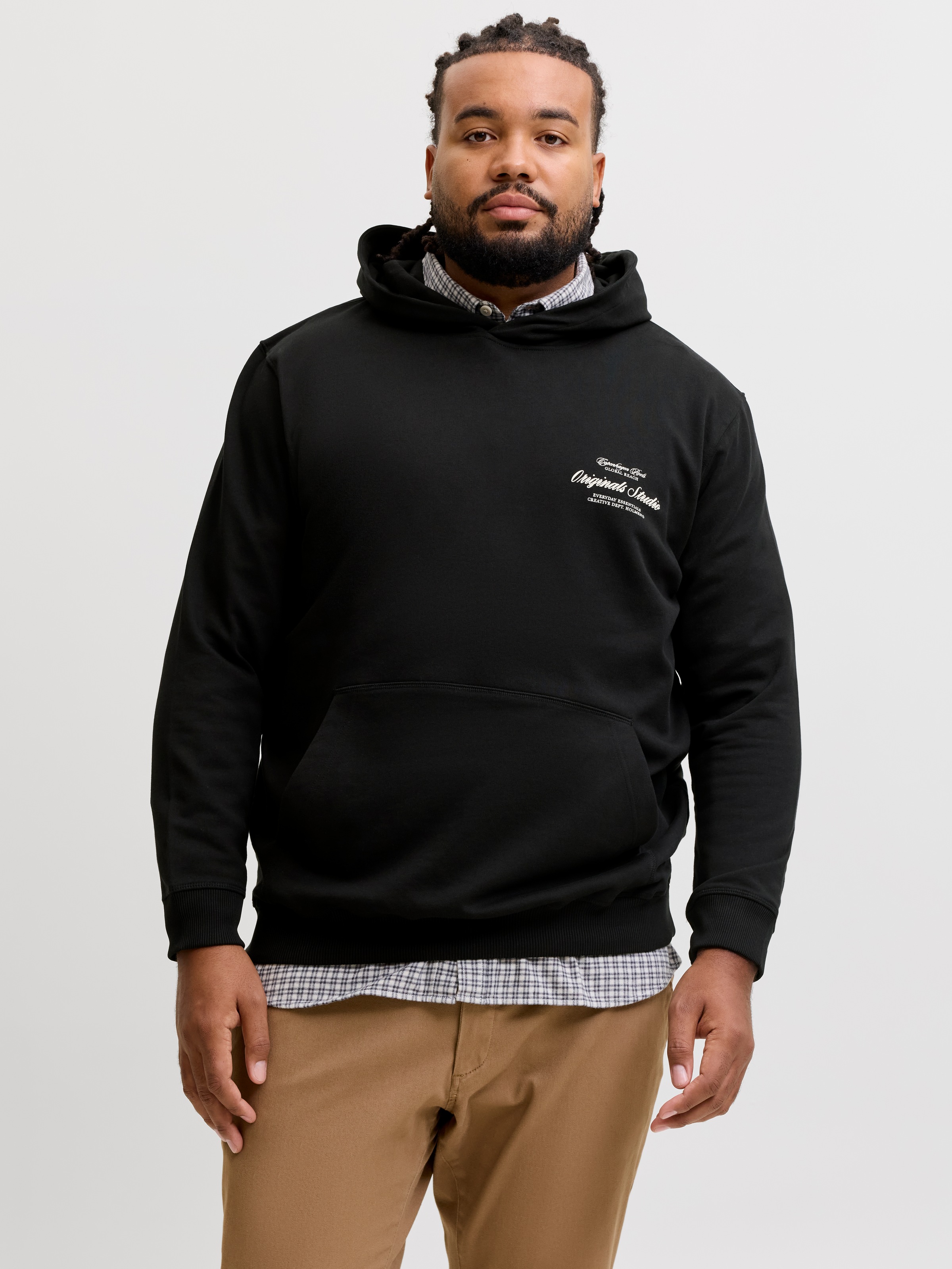 Jack & Jones PlusSize Kapuzensweatshirt "JORNORREBRO TYPO BACK SWEAT HOOD PLS", Baumwollmischung, regular fit