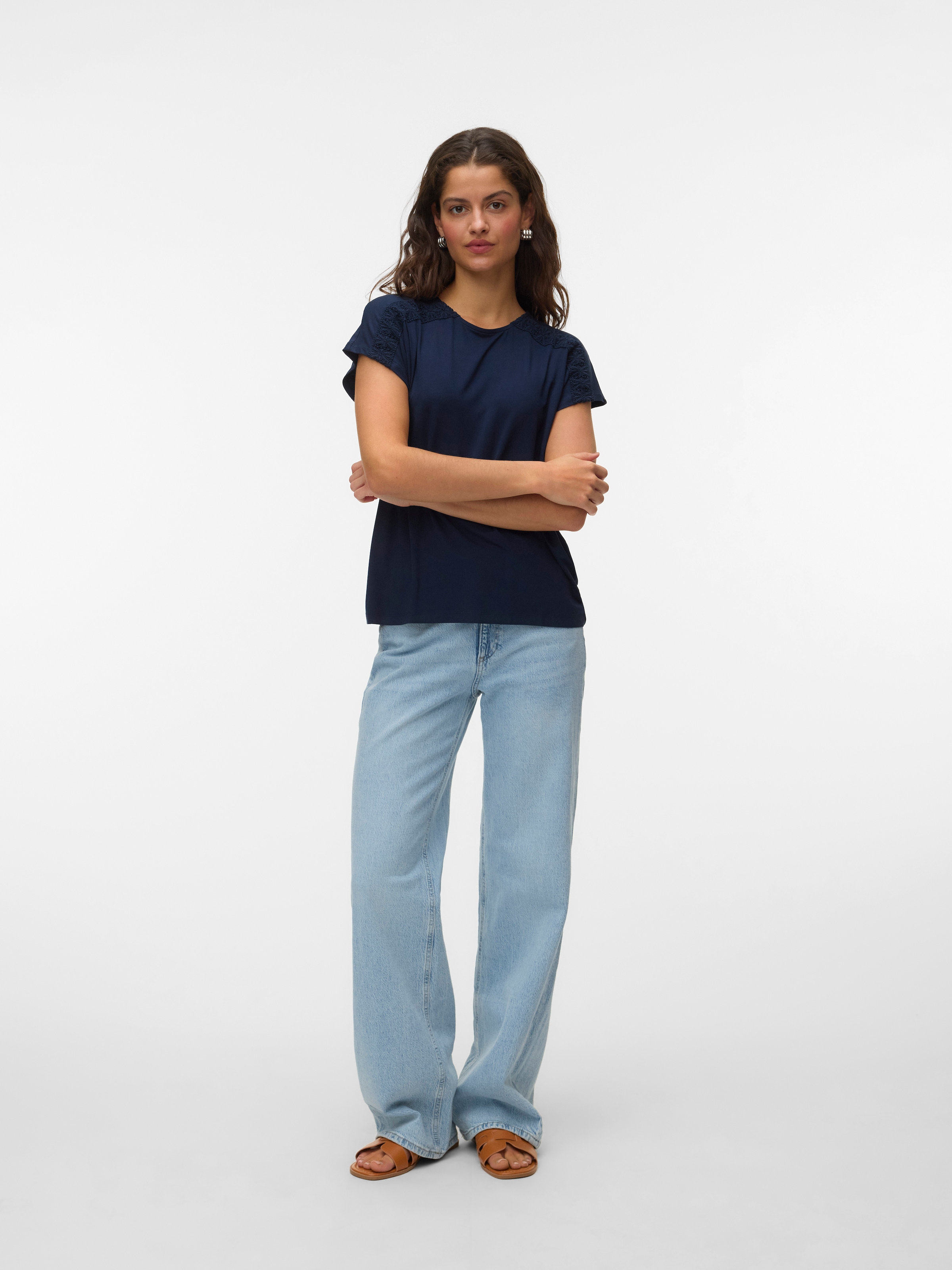 Vero Moda Kurzarmshirt »VMGINA SS O-NECK TOP JRS GA« Viskosemischung