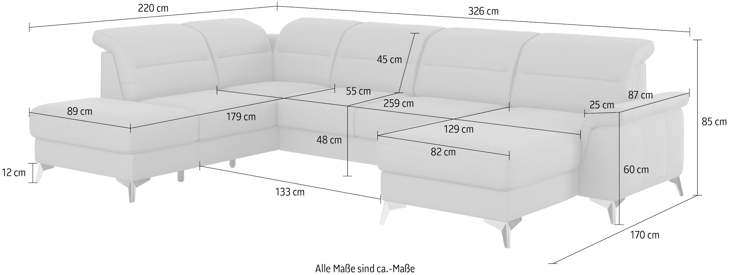 sit&more Wohnlandschaft »Sinatra U-Form«, optional mit Kopfteilverstellung und Armteilfunktion etc.