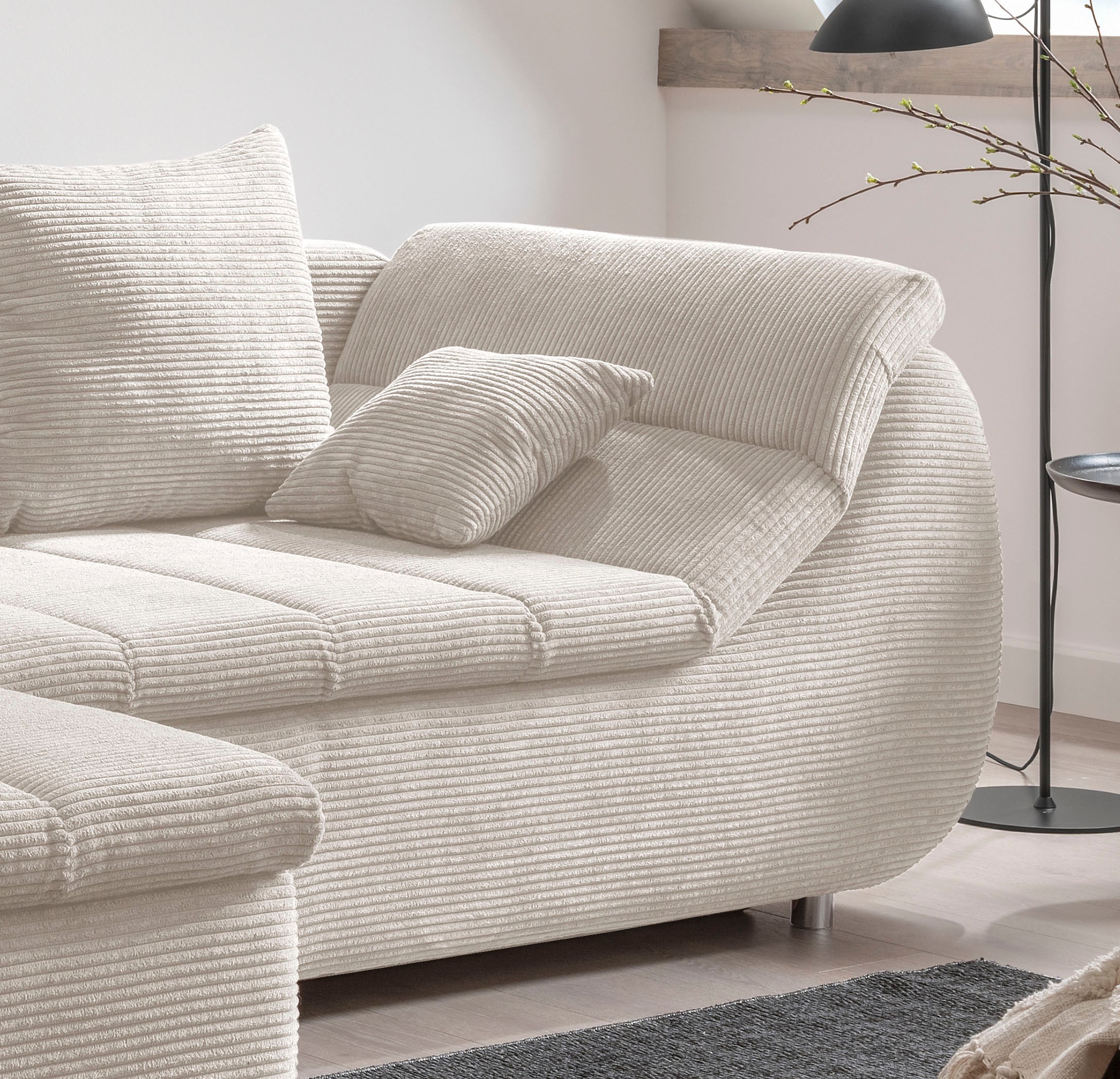 INOSIGN Ecksofa »Imola elegant und bequem, aktuelle Steppung im Sitz, L-Form«, wahlweise mit Bettfunktion