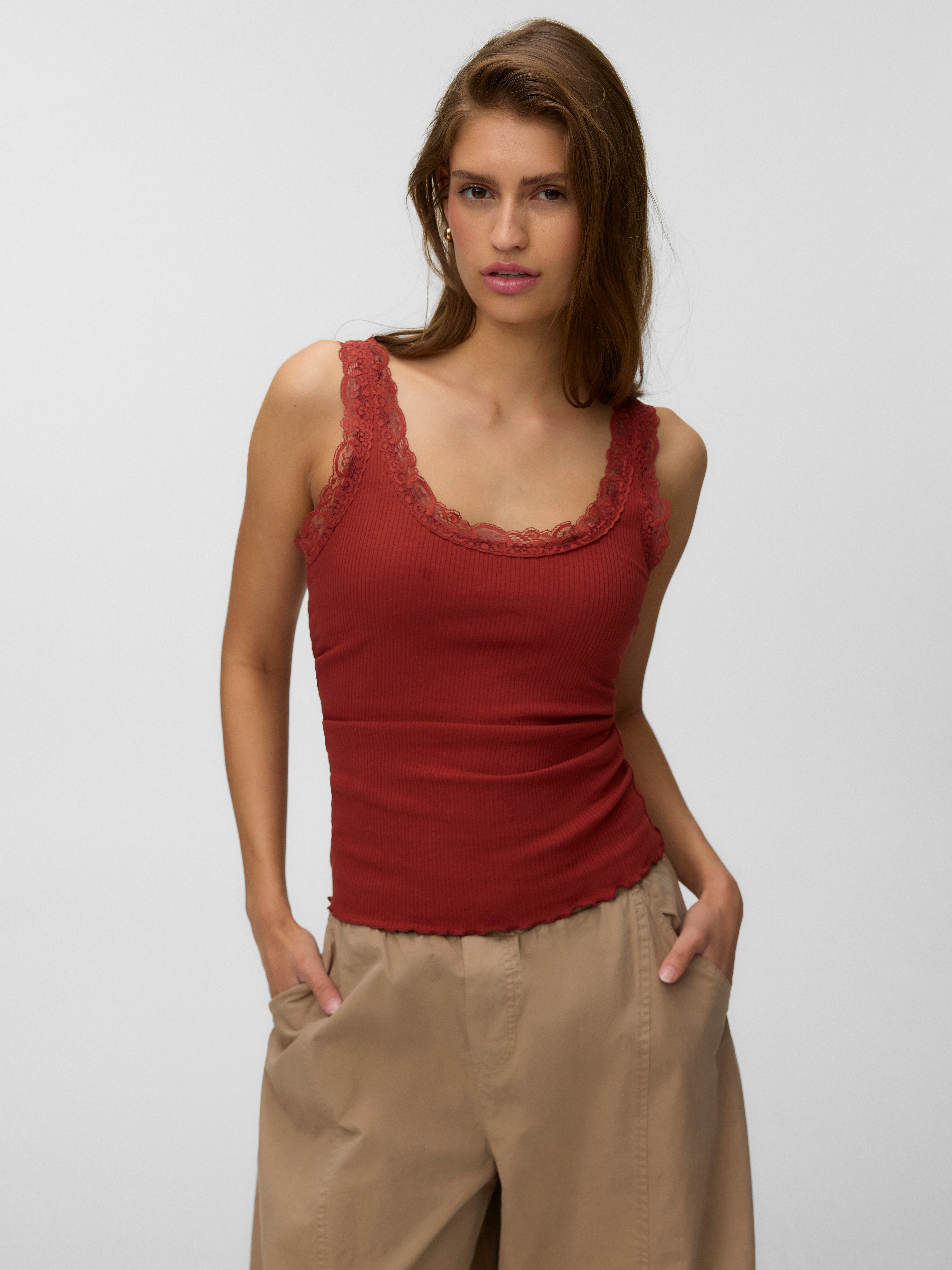 Vero Moda Tanktop "VMNANA LACE TANK TOP JRS NOOS" Baumwollmischung