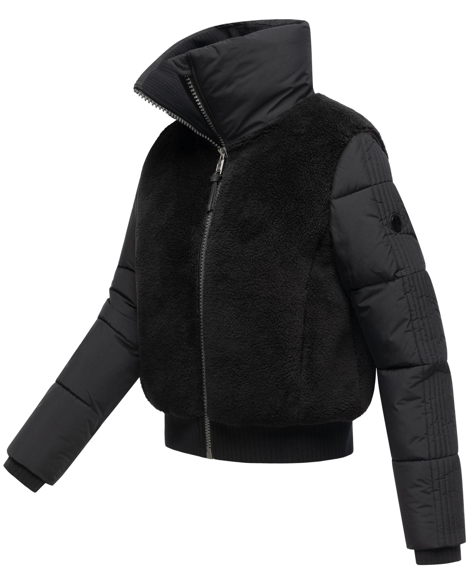 Navahoo Plüschjacke »Teddyzone 14«, ohne Kapuze, Teddy-Fleece Jacke mit hohem Kragen