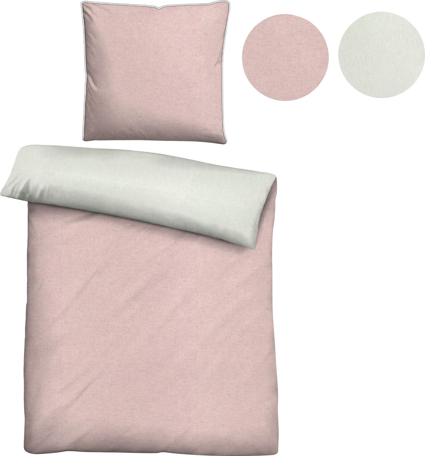 Thumbnail - Biberna Wendebettwäsche "Hermal" 2 Stk. Flanell in Melangeoptik, Winterbettwäsche, Made in Germany