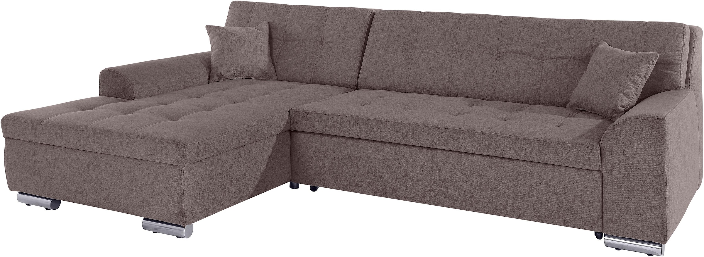 DOMO collection Ecksofa »Aversa, moderne Steppung im Sitz und Rücken, geschwungene Armlehnen,«, L-Form, wahlweise mit Bettfunktion