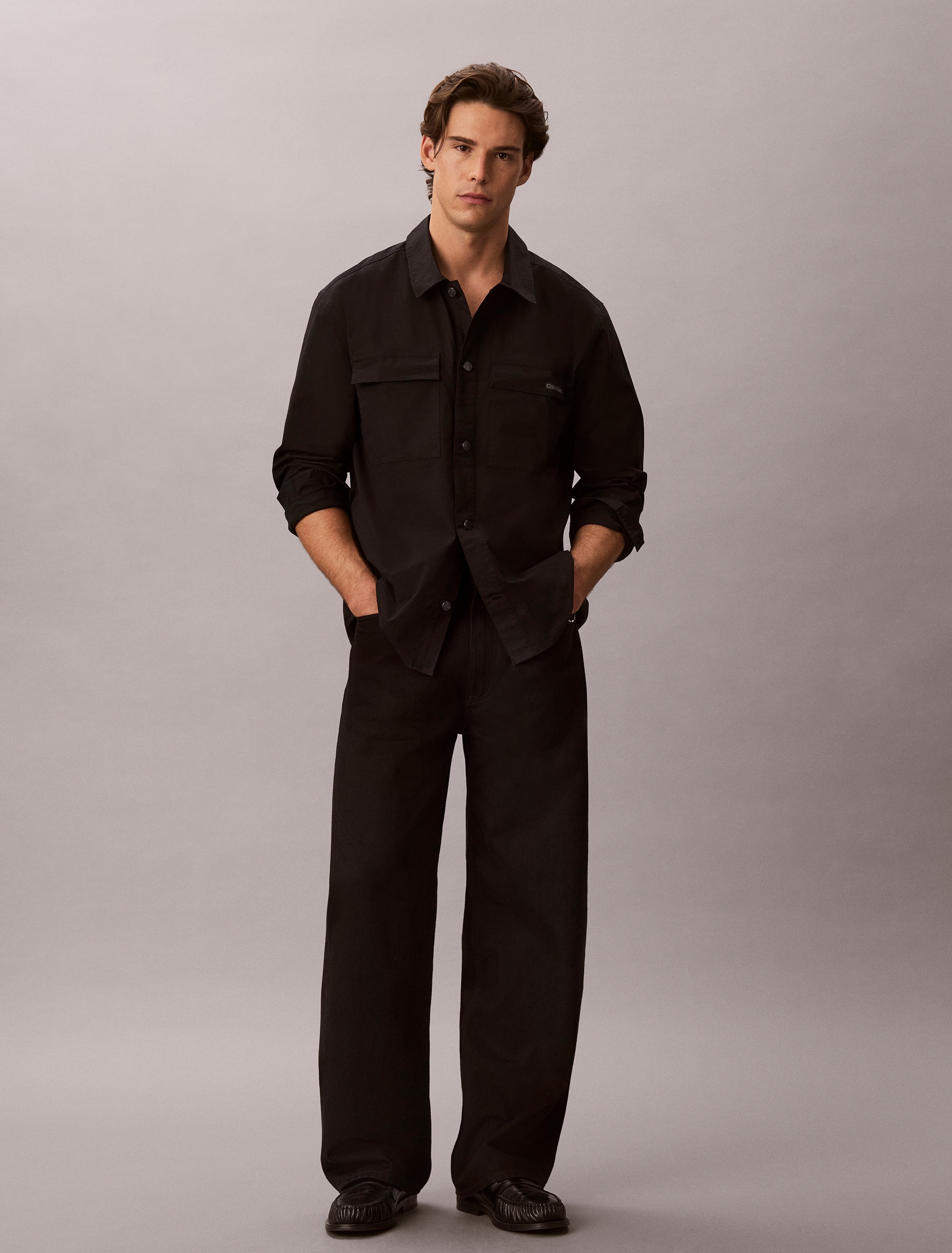 Calvin Klein Outdoorhemd »Overshirt LS COTTON NYLON UTI« bequeme Passform, Hemdkragen, Markenlabel