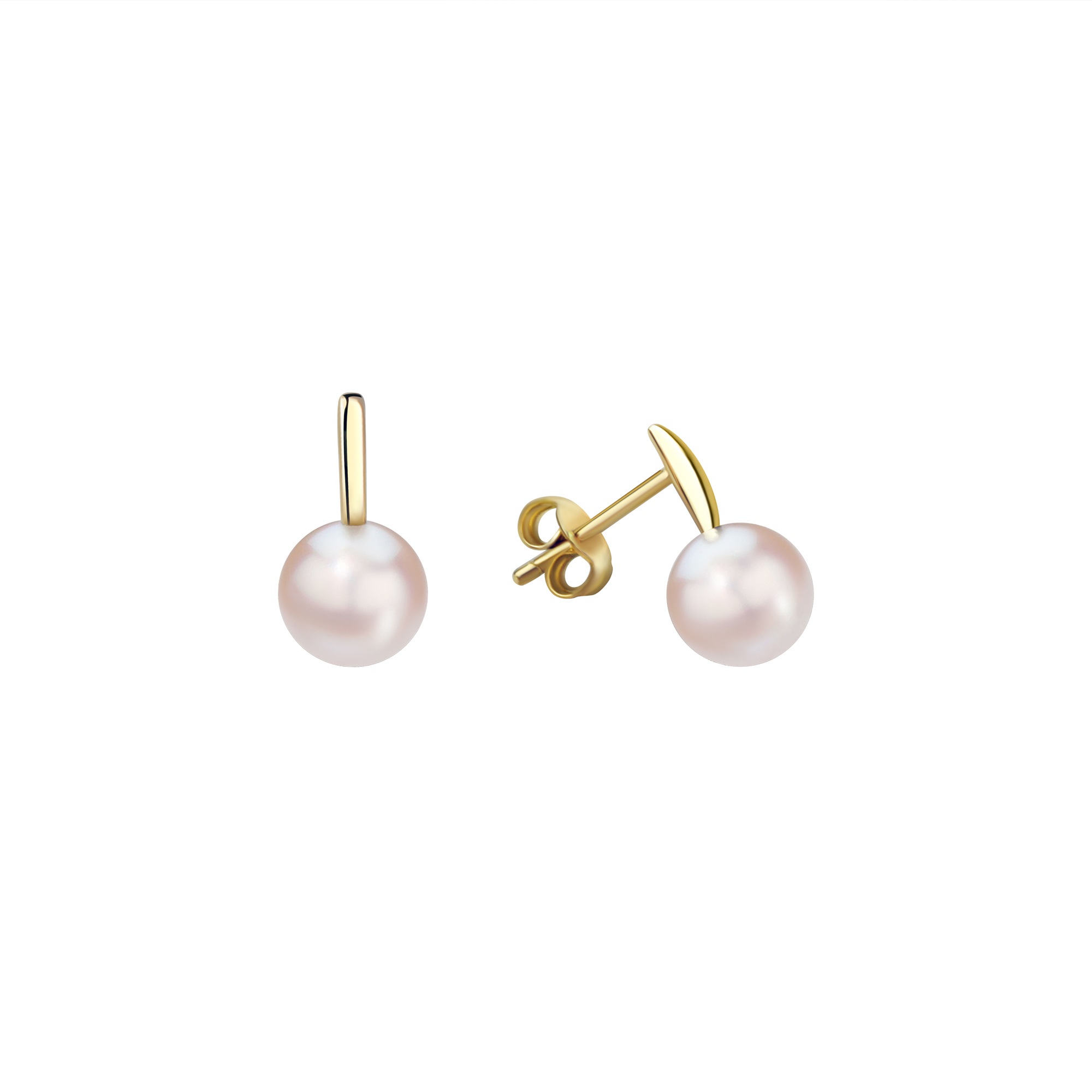 Paar Ohrstecker VIVANCE "375/- Gelbgold glanz Süßwasserperle", gelb (gelb, weiß), Ohrringe, Damen, one-size, Gold